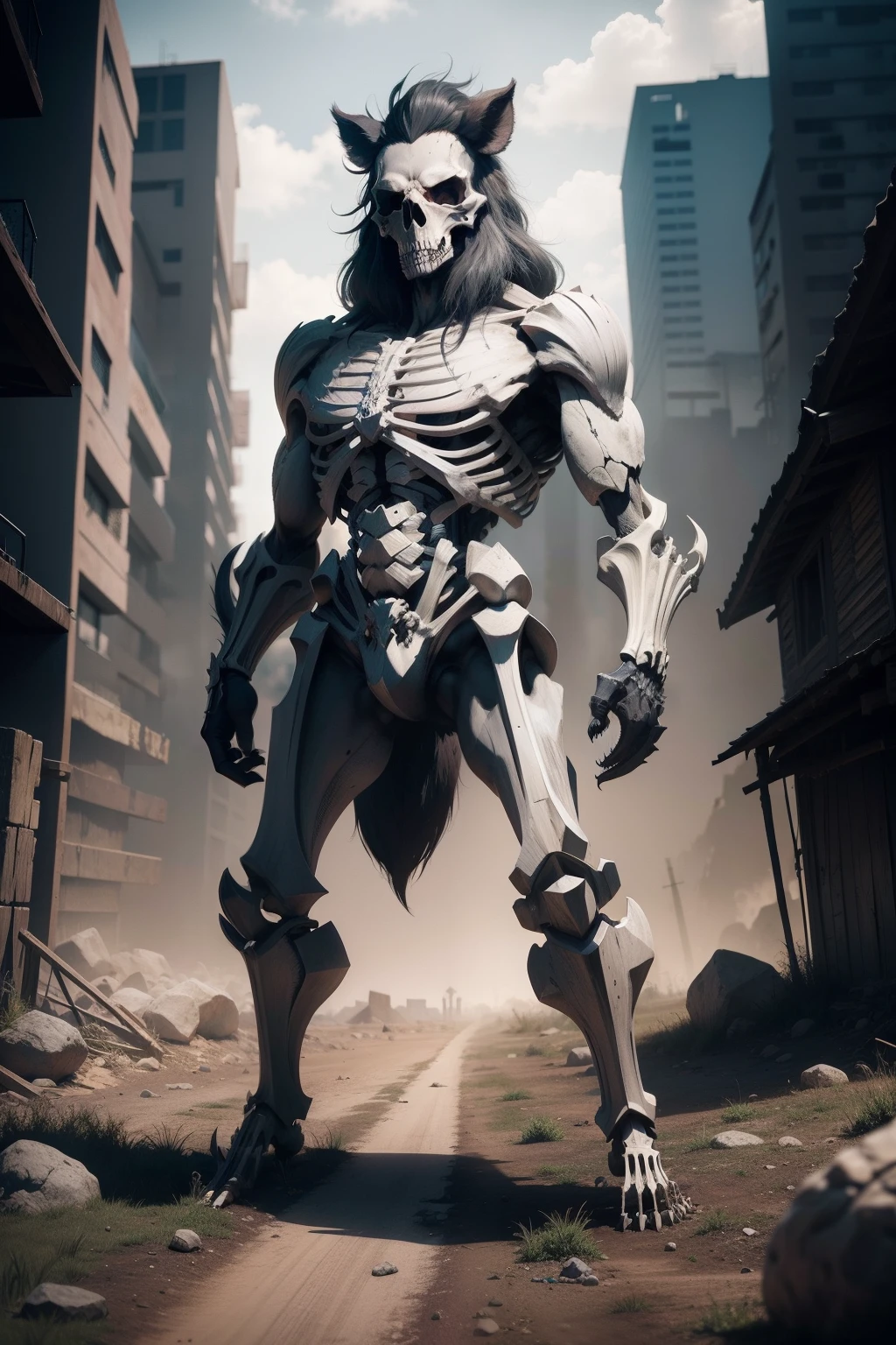 wild boar skeleton, death city, full body