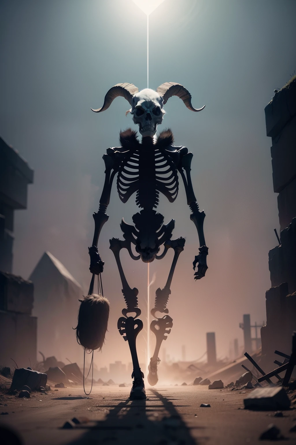goat skeleton, death city, full body