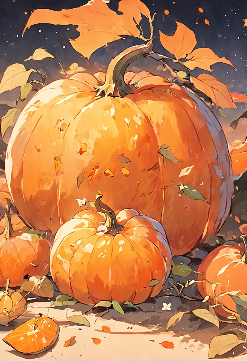 white backgrounid,pumpkins, watercolor paiting, full color digital illustration ,the fruits、pumpkins,Fruit poster attached