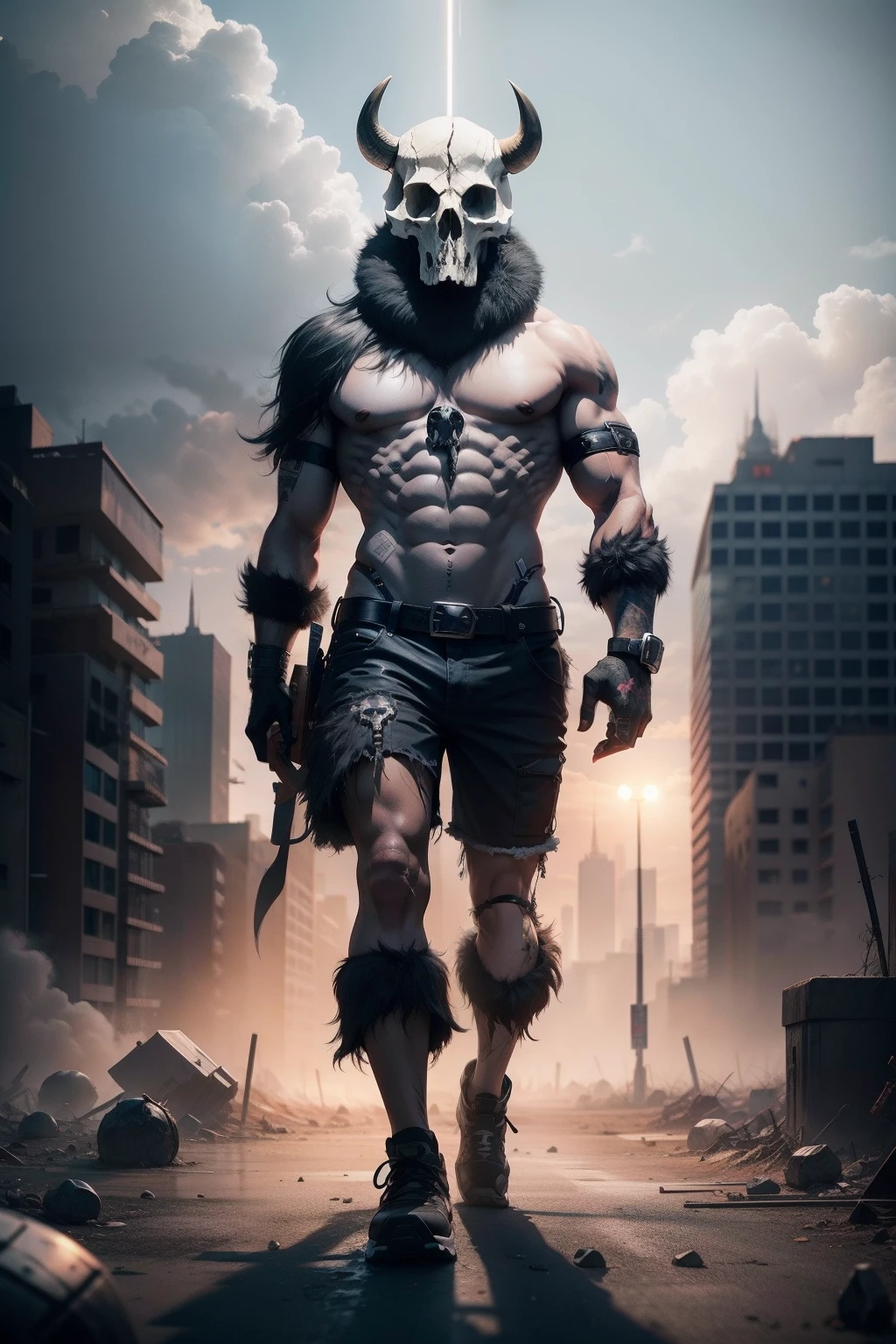 buffalo skull, death city, full body