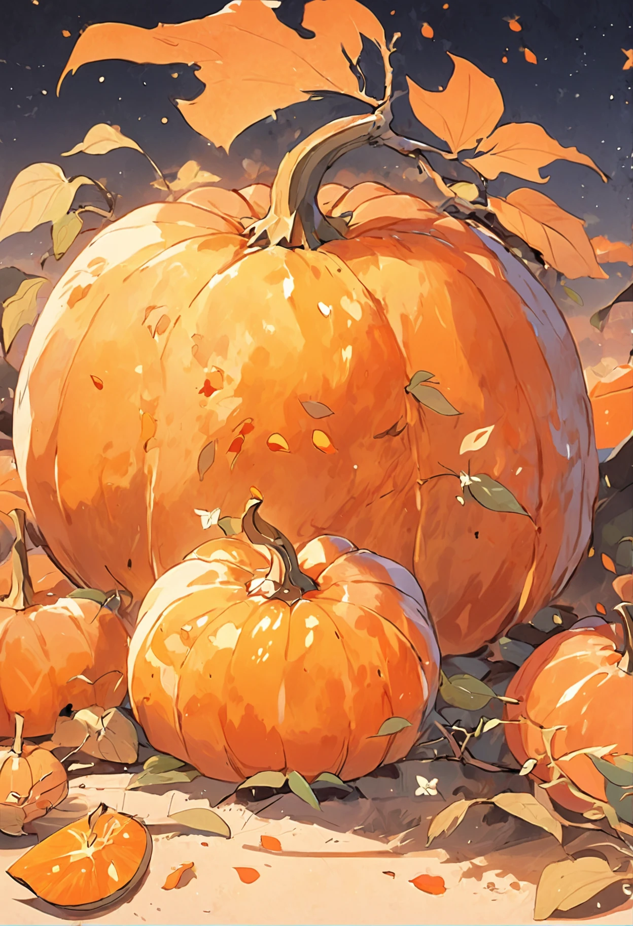 white backgrounid,pumpkins, watercolor paiting, full color digital illustration ,the fruits、pumpkins,Fruit poster attached