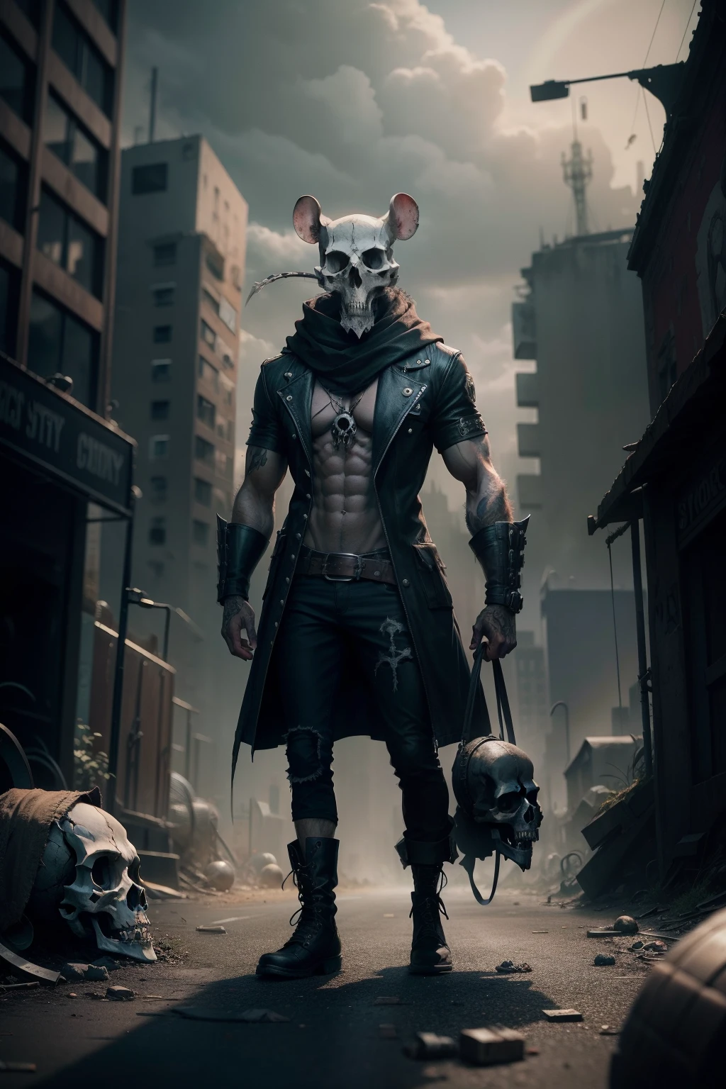 rat skull, death city, full body
