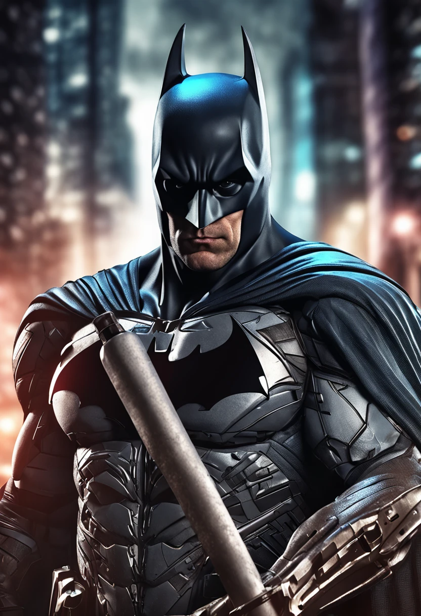 foto batman com uma armadura altamente detalhada, obra de arte, hi-tech, blender batman comic style night dark knight, Caped crusader