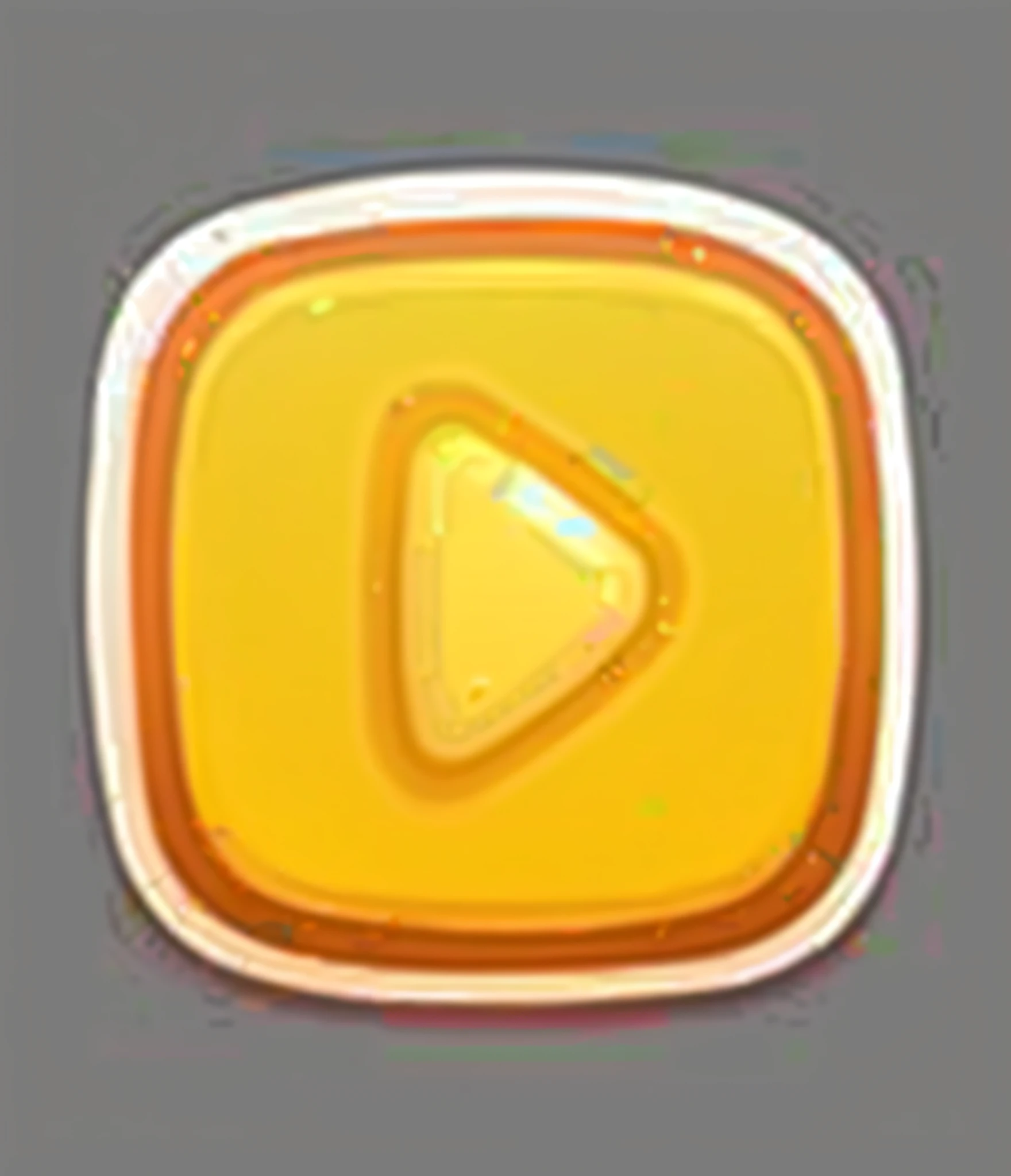 Yellow play button with white outline on gray background, 3 d icon for mobile game, game icon stylized, game icon asset, Game icon, gameplay, App icon, game ui, V tuber, game texture, video game icon, play, walkthrough, videogame, Playing, gaming console, Game UI, Yellow theme, crazy, yellow battlefield theme, gold
