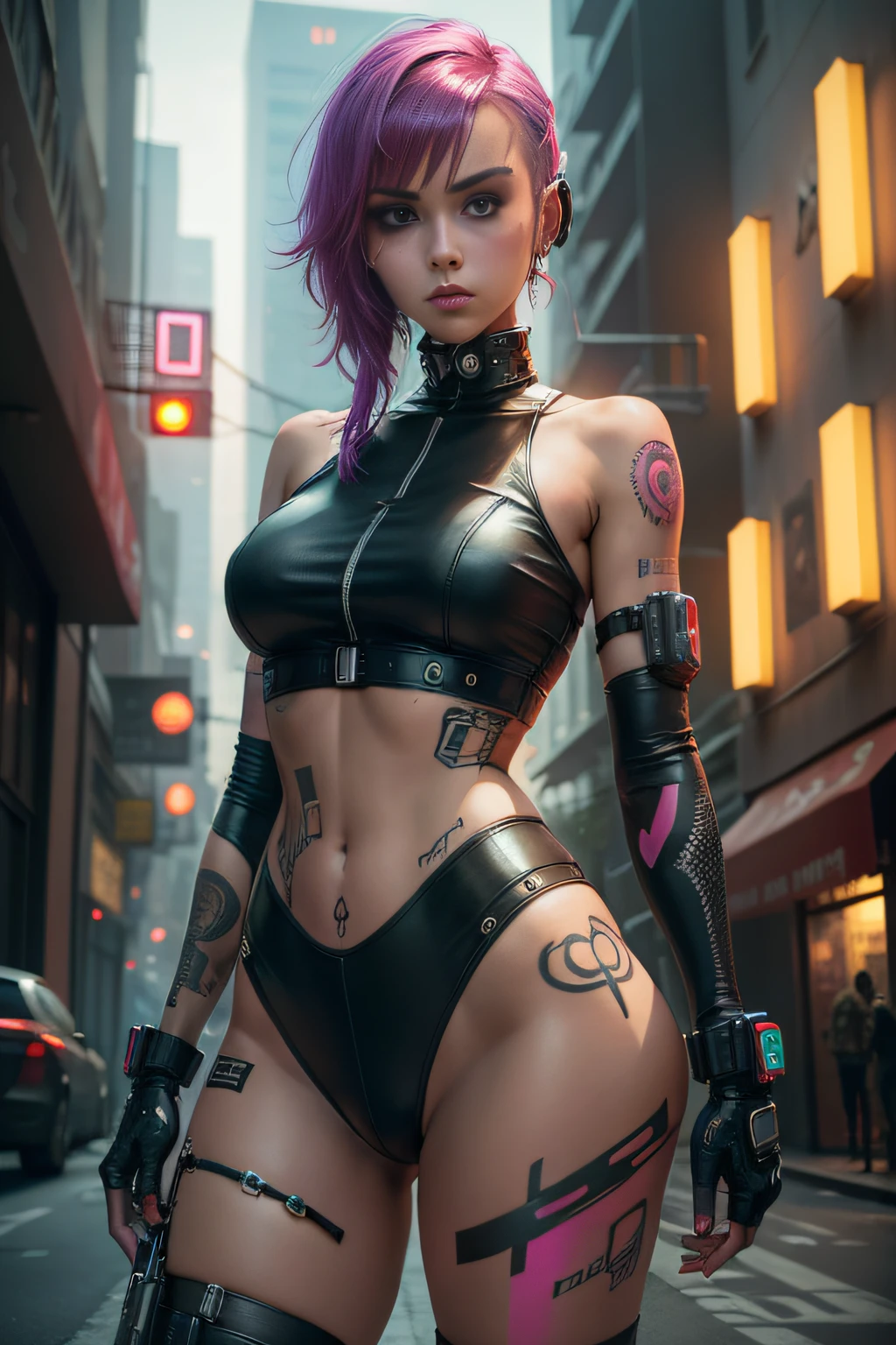 Machinary ,The Arm,Tattooed with,cyber punk Girl