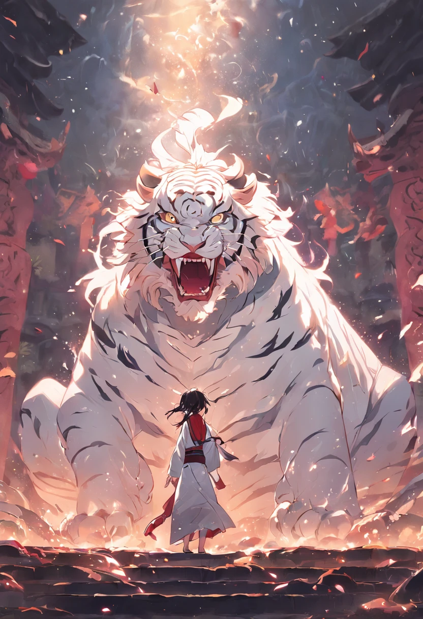 the white tiger,Mountain and Sea Sutra,mythological beasts,Handsome,