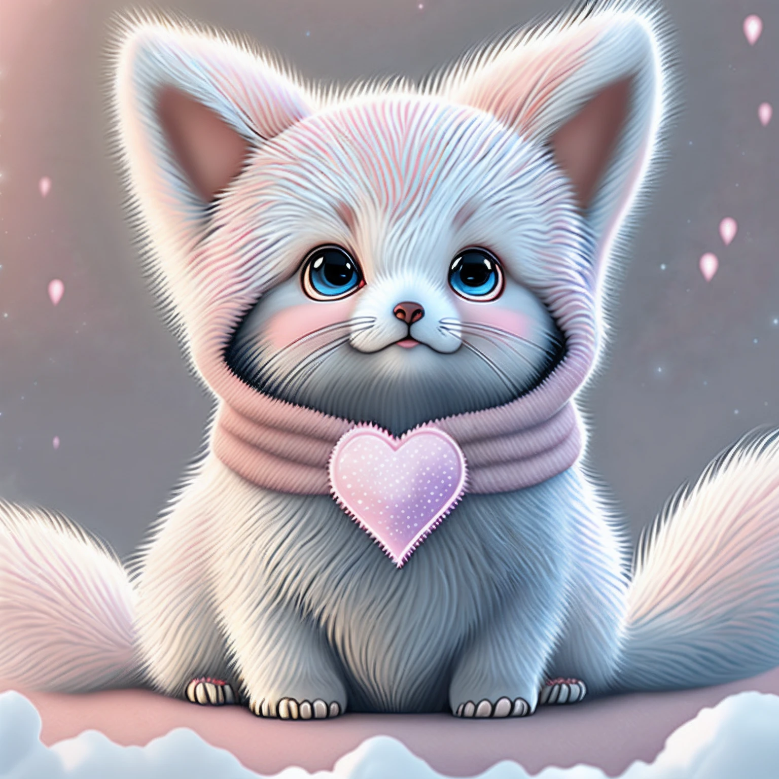 Pink nine-tailed fox mistic Monster Pink Heart