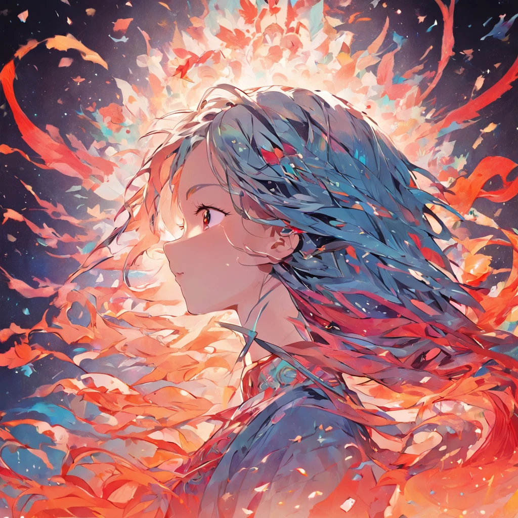 (White background:1.4),(Silhouette of a girl's head, Eyes closed, colorfull long hair, Oriental elements),(Chinese illustration:1.3,paper art:1.3, Quilted paper art:1.2),( reasonable design, Clear lines, High sharpness,Best quality, Very detailed, Masterpiece, movie light effect, 4K )