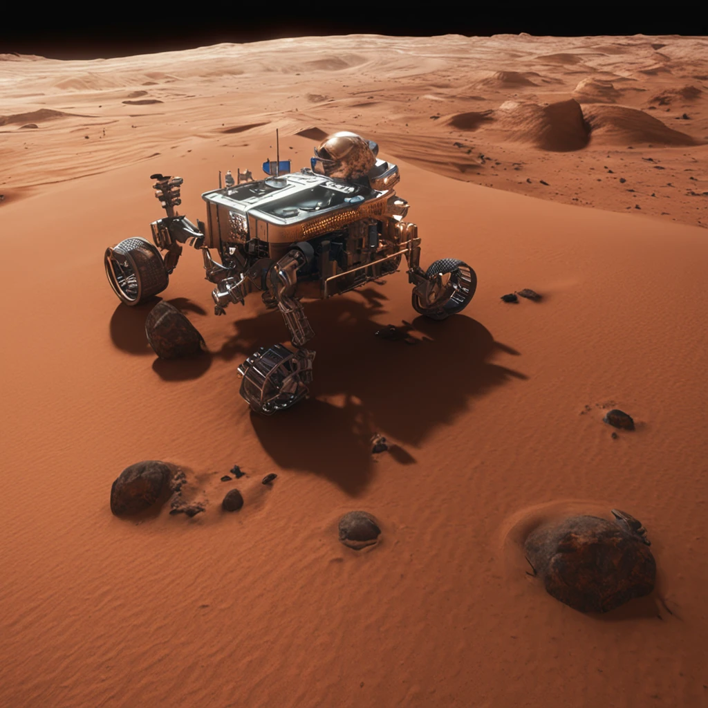 A Martian android in the Martian desert.