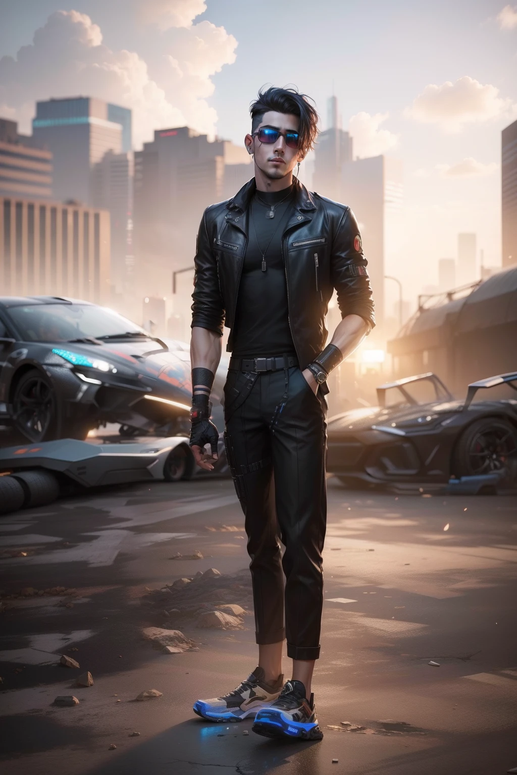 Change background cyberpunk handsome boy realistic face 8k ultra realistic