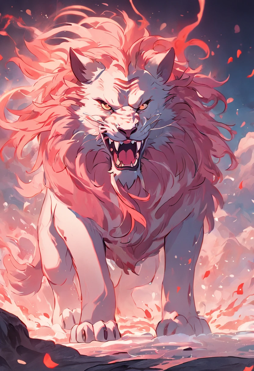 Nian Beast,The evil beast of Chinese folk mythology and legend,Shaped like a hybrid of a lion and a dog,Huge size,Firstborn unicorn,He has snow-white fur,Pink and white footprints appear everywhere they go, Handsome,Mountain and Sea Sutra,Don't have characters,Don't have fire