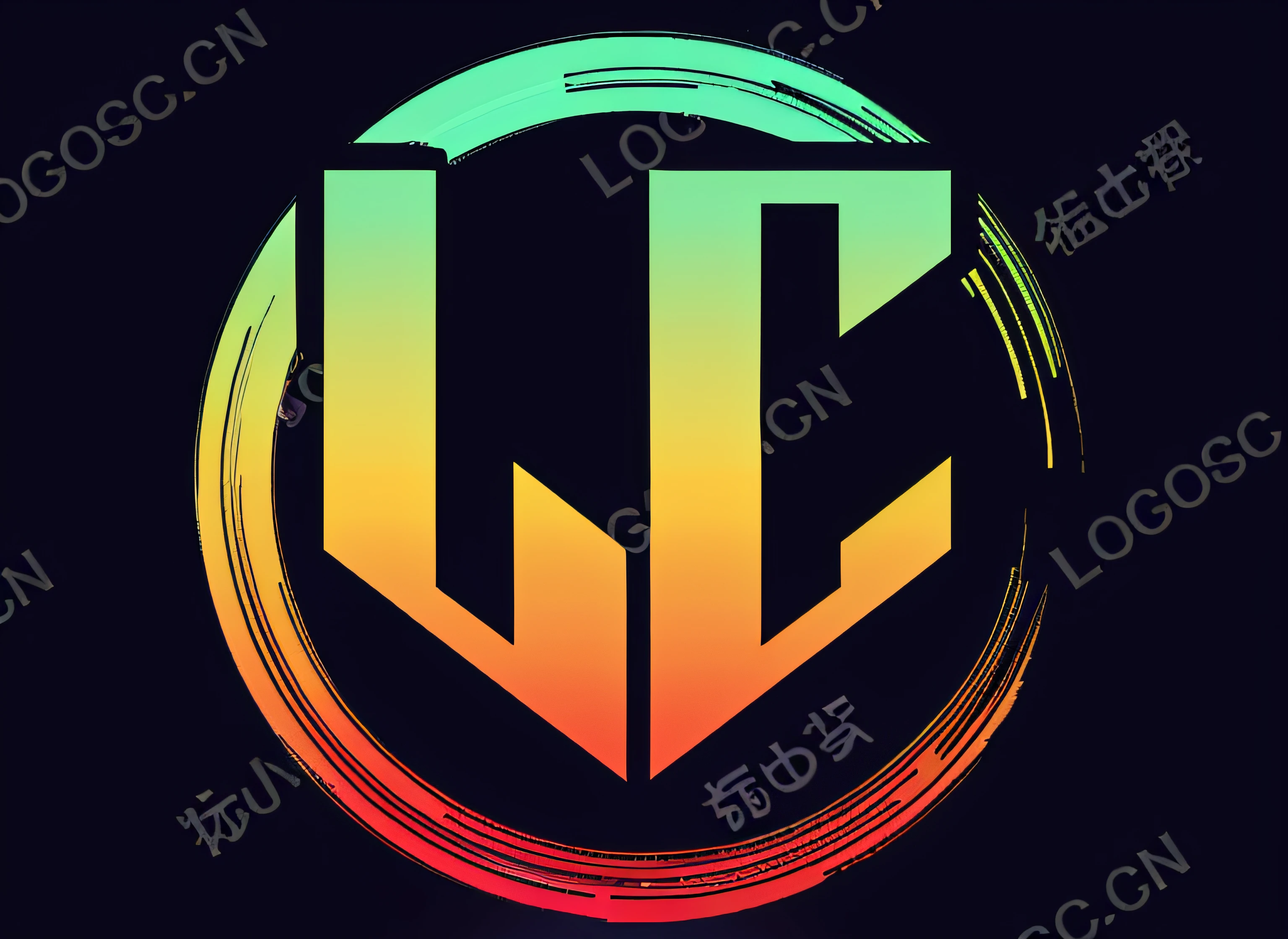 Logo with letters L and C and circle with rainbow, single logo, Logo art, Simple LOGO, G Liulian art style, like liangchao wei, ( Colorful ), luminescent colors, Light color, logo vector art, Best logo, lovecratian, abstract logo, vectorized logo style, profile picture 1024px