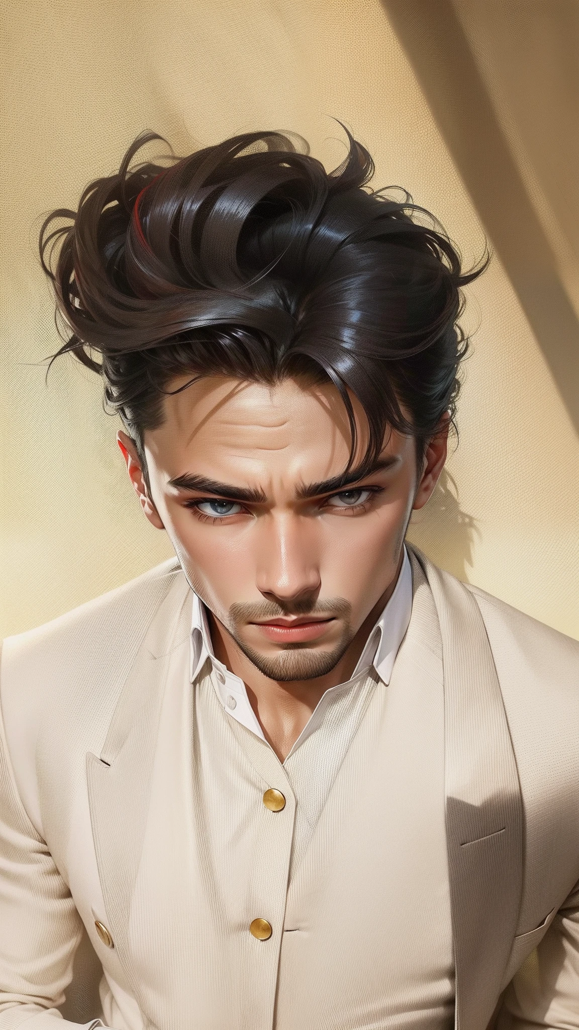 Make him more handsome stylish shot sexy clear skin stylish hairstyle stylish blazer colour of blazer is red and blue