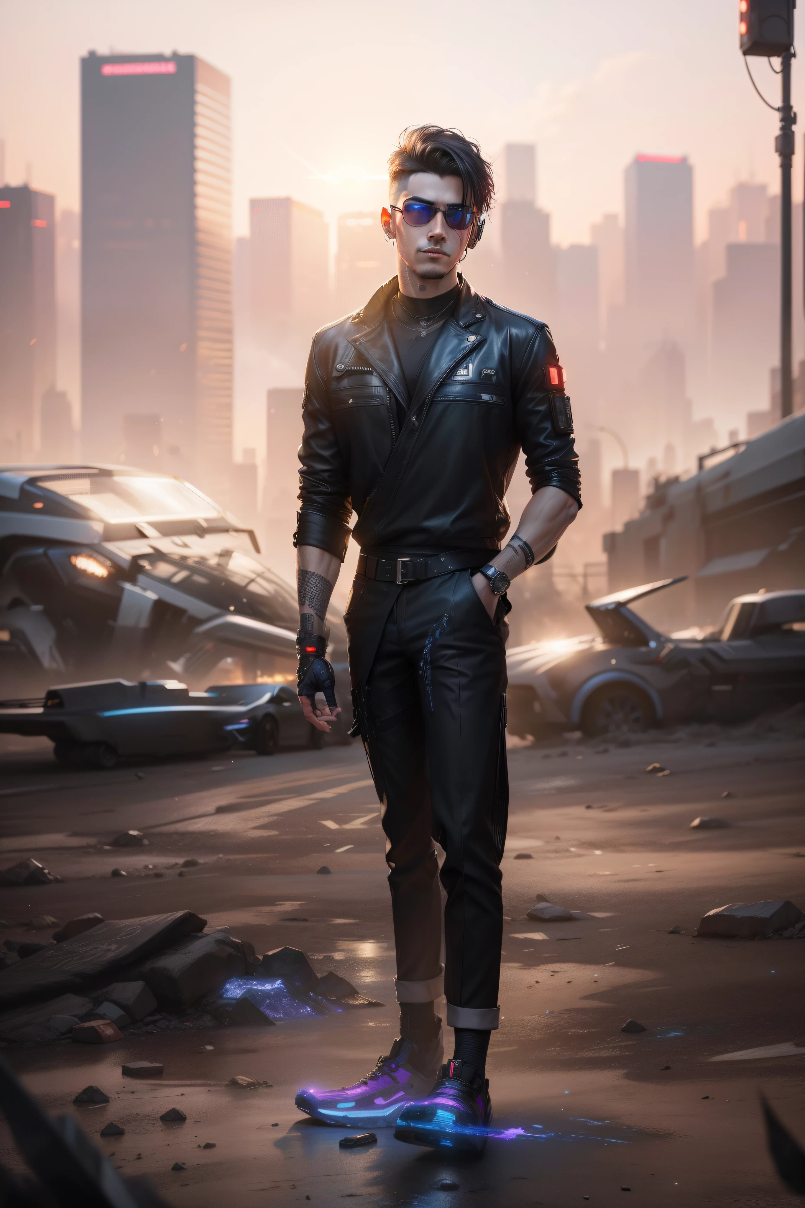 Change background cyberpunk handsome boy realistic face 8k ultra realistic