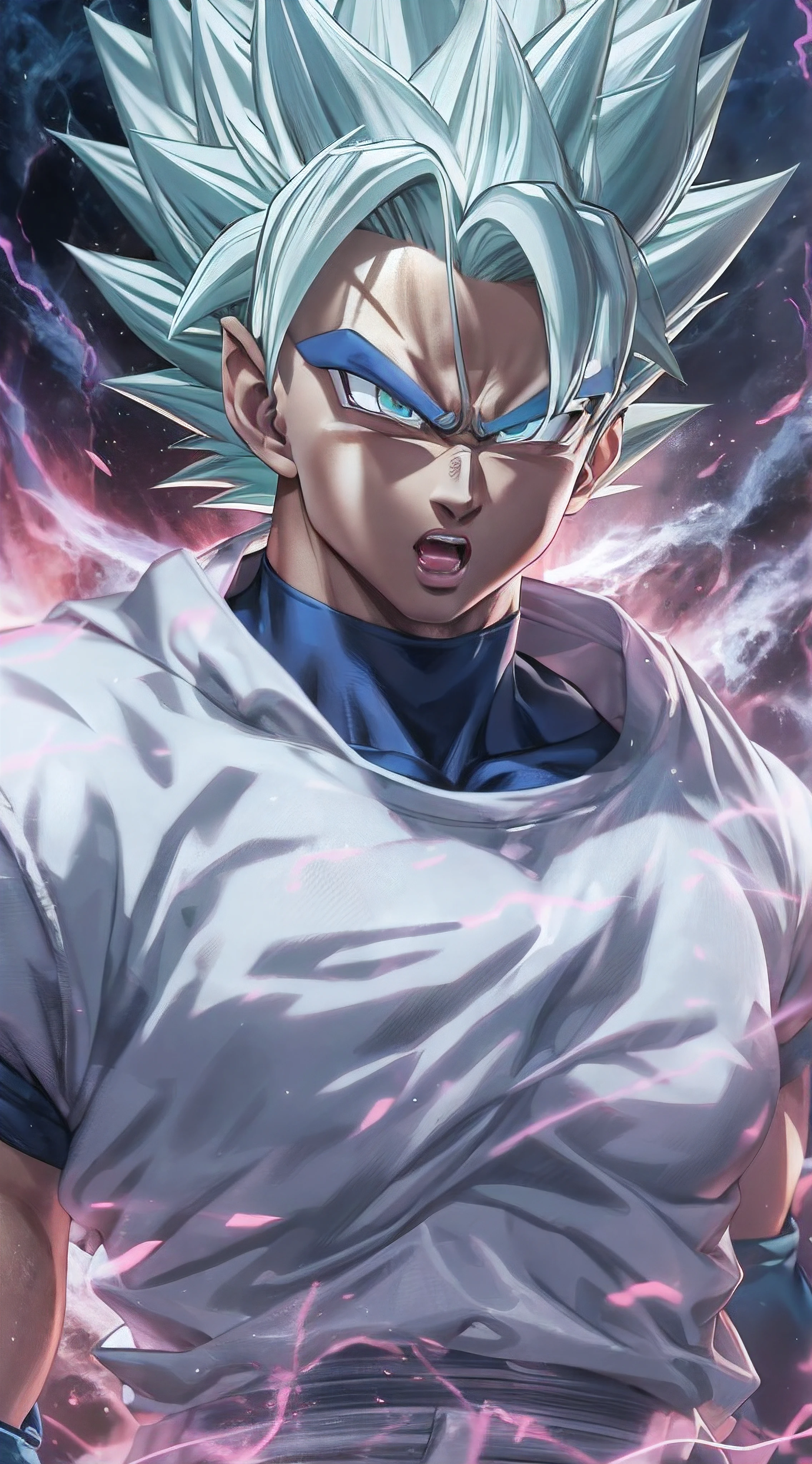 a close up of a person with a white hair and a white outfit, ultra instinct, an epic anime of a energy man, anime epic artwork, dragon ball concept art, highly detailed portrait of goku, super saiyan blue, super saiyan, 4 k manga wallpaper, detailed digital anime art, advanced digital anime art, detailed anime artwork, badass anime 8 k