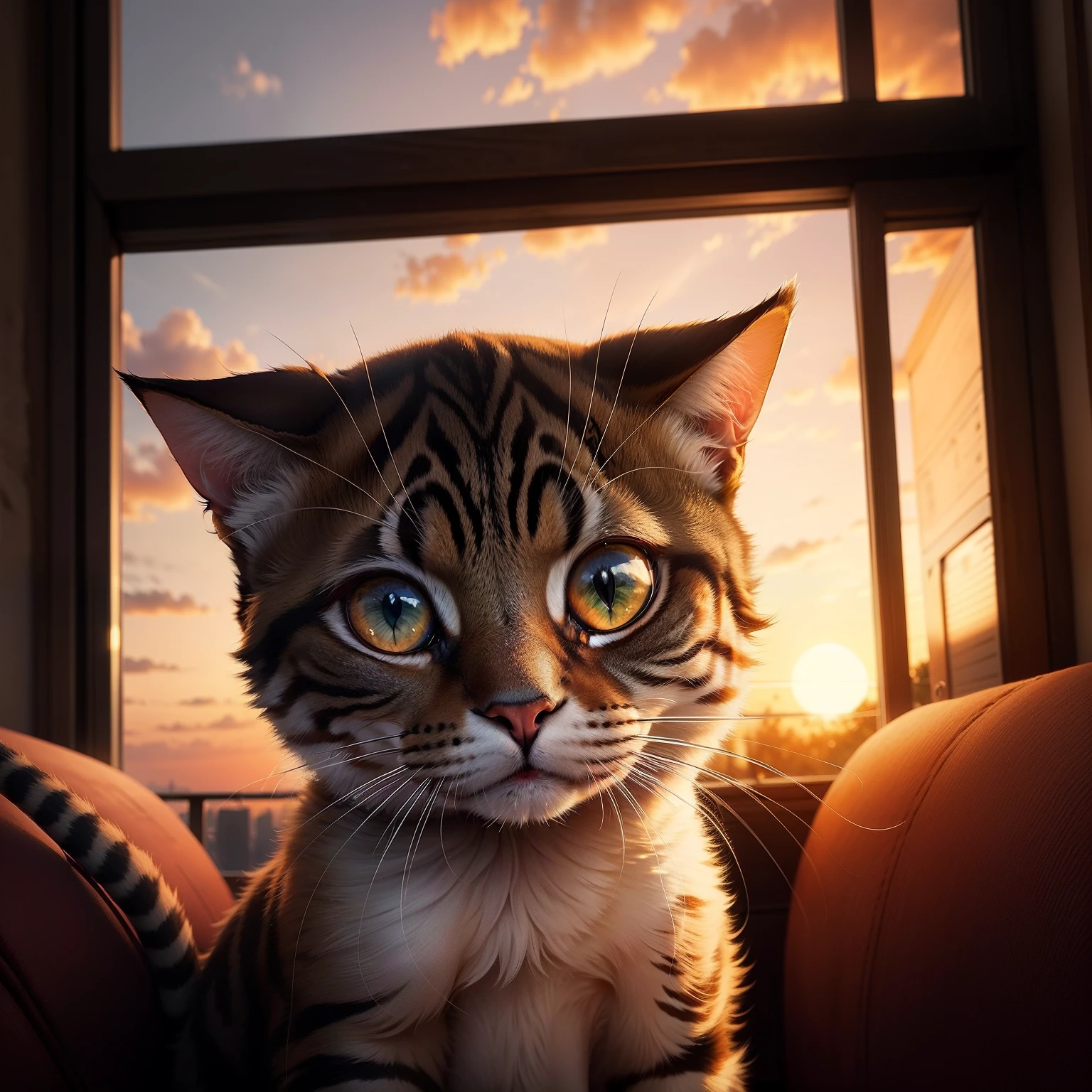 Cat with sunset
