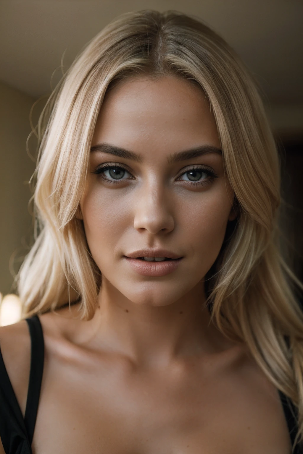 point of view from the camera a beautiful photo of a 28 year model like blonde with mouth wide open , looking at the camera, from the perspective of the man receiving the , intricate, Exquisite details and textures, highly detailed, ultra detailed photograph, warm lighting, 4k, sharp focus, high resolution, detailed skin, detailed eyes, 8k uhd, dslr, high quality, film grain, Fujifilm XT3