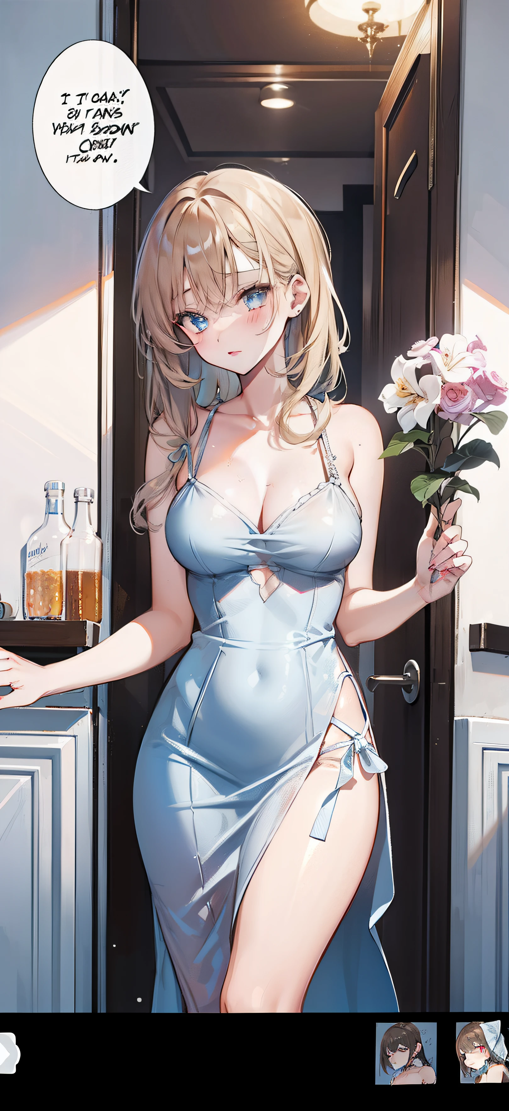 Sexy girl,Wearing a slip dress,