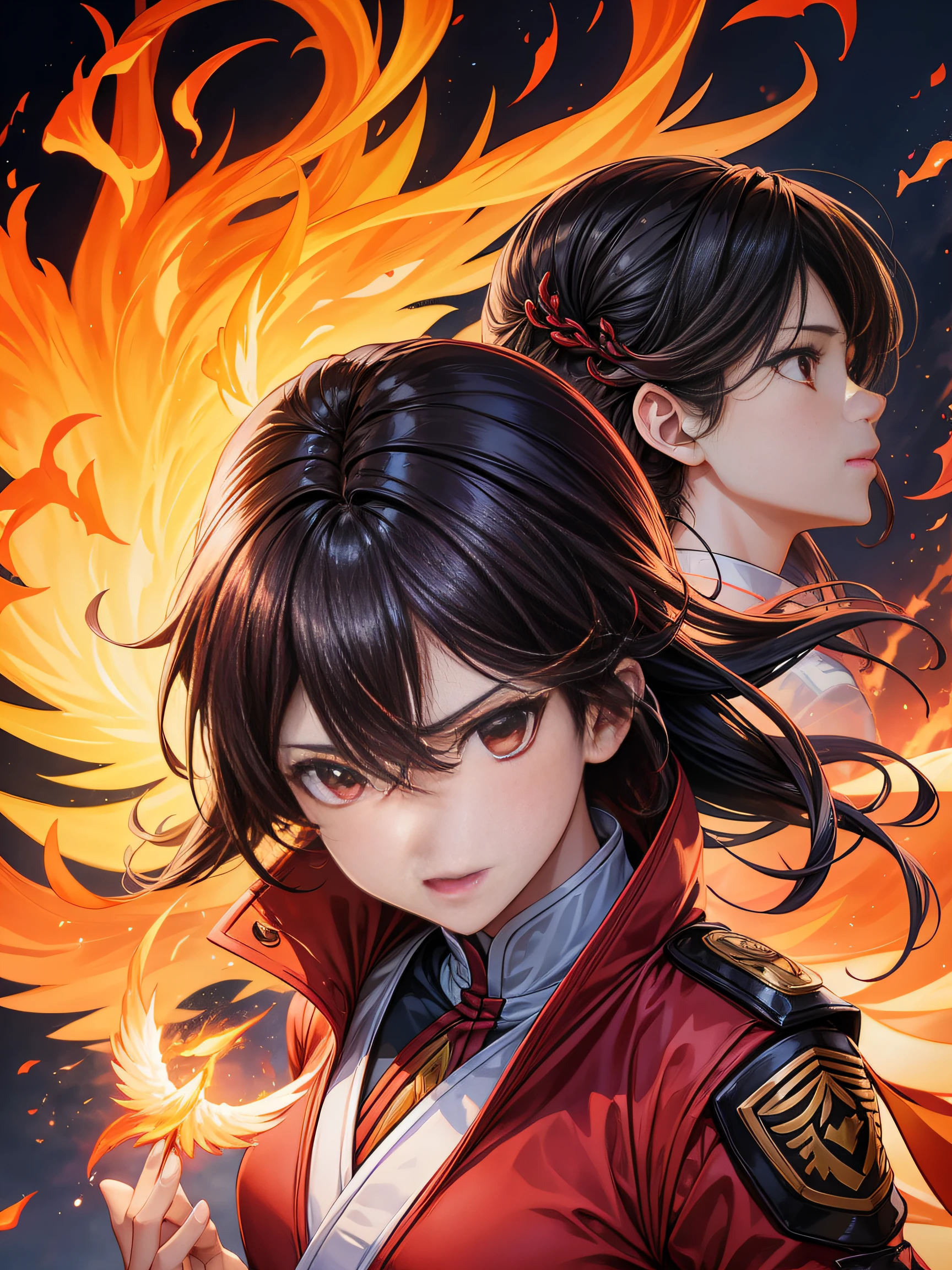 Only pure-blooded Taikoo Phoenix,Soar above the nine heavens,Brilliant flames illuminate the sky。