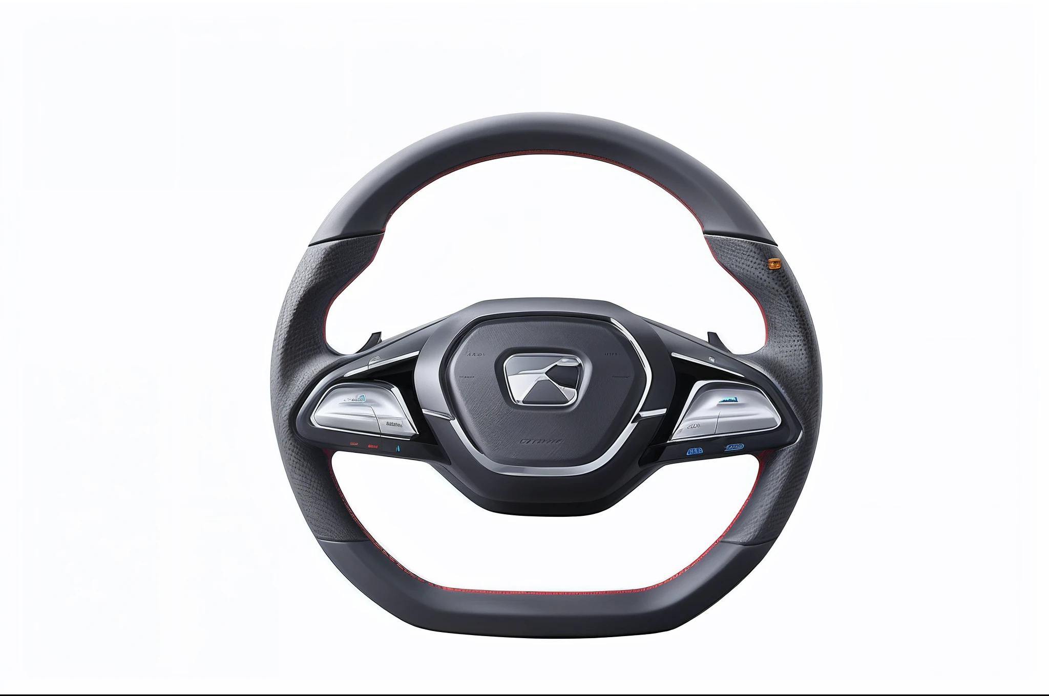 white backgrounid，Car steering wheel，conceito，succinct，Use electric vehicles。