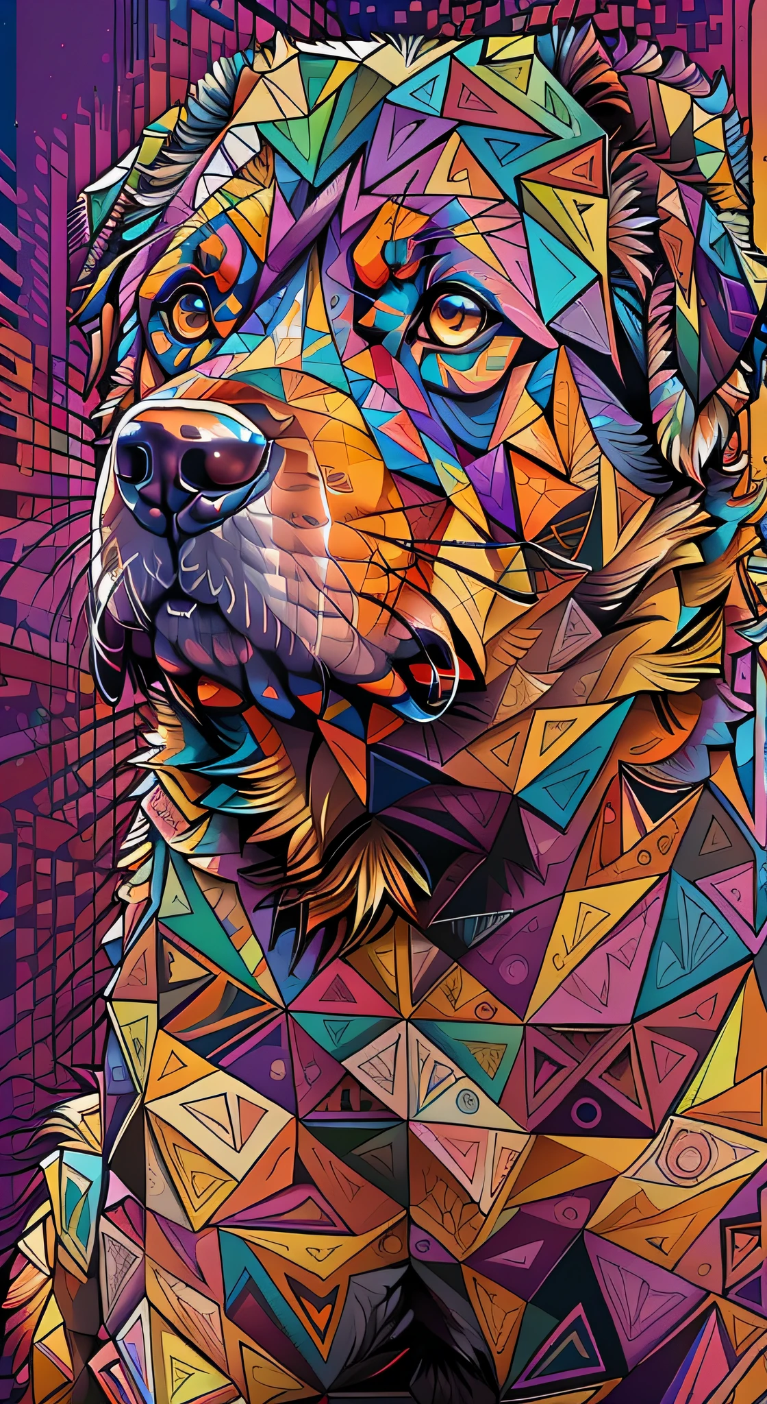 (Rottweiler Dog, perfil ),(melhor pose),(best angle), (better expression), Eduardo Kobra acolchoamento ,multidimensional geometric wall PORTRAIT, arte, Chibi,
Yang08k, lindo, Colouring,
Primary works, qualidade superior, melhor qualidade, Arte Oficial, Beautiful and Aesthetic, pelos coloridos,