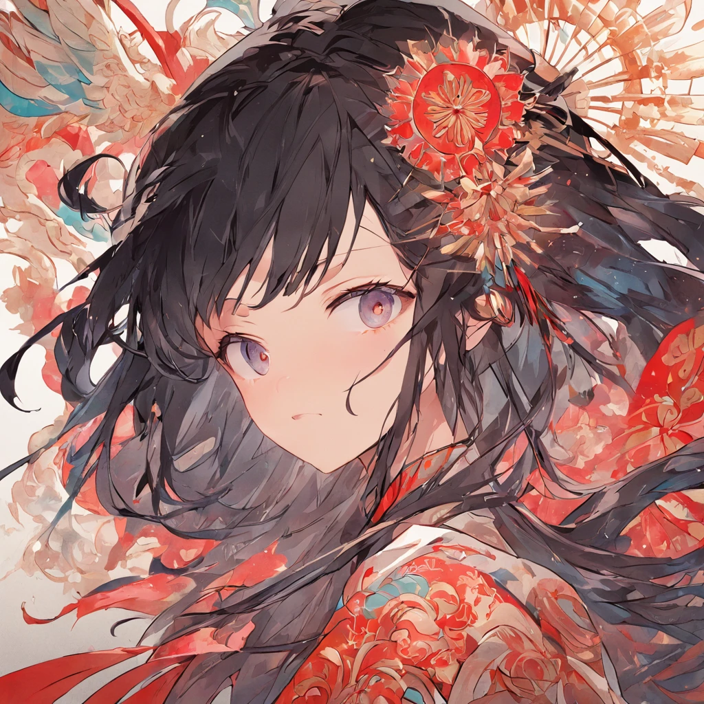 (White background:1.4),(Silhouette of a girl's head, Eyes closed, Long black hair, Oriental elements)，(Chinese illustration:1.3，paper art:1.3, Quilted paper art:1.2),( reasonable design, Clear lines, High sharpness,Best quality, Very detailed, Masterpiece, movie light effect, 4K )