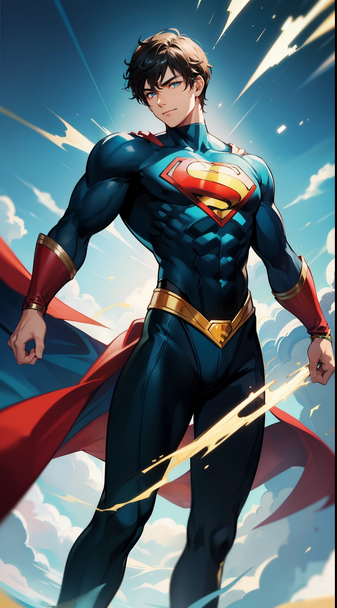 ((best quality)), ((masterpiece)), (detailed), 1boy, sexySupergirl costume young handsome young man