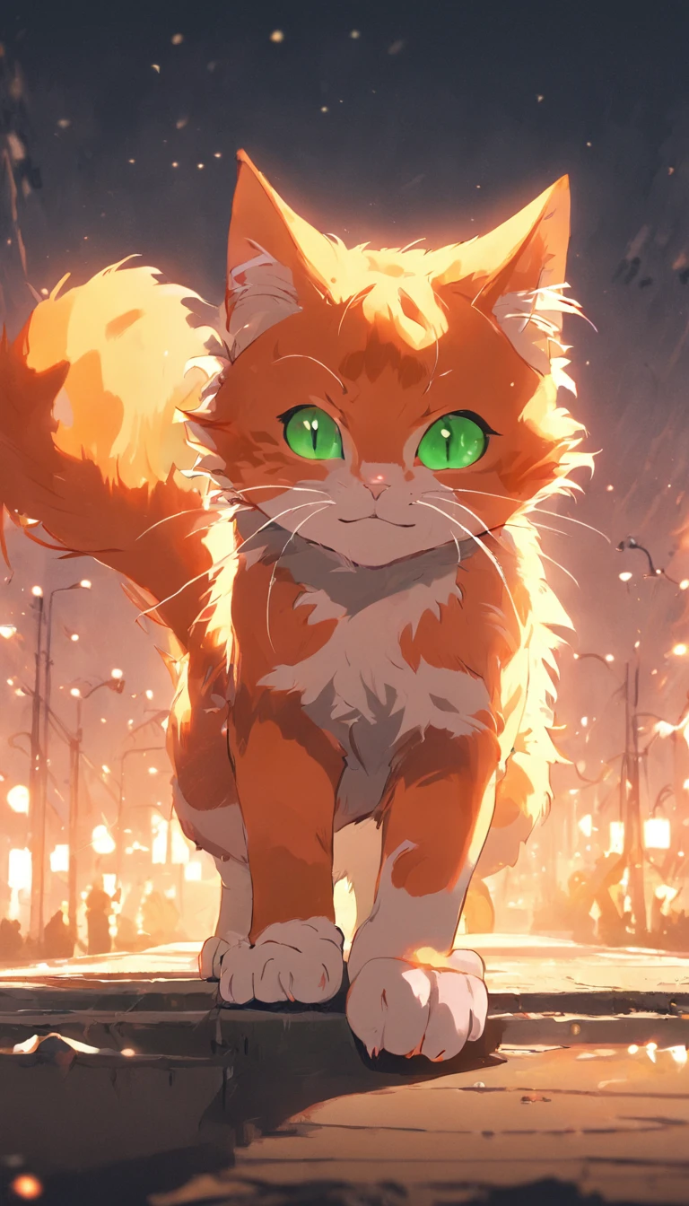 Cute kitten, jumping, Meow, play, scratch, Flipped, Cute.Green Eye,Orange Cat