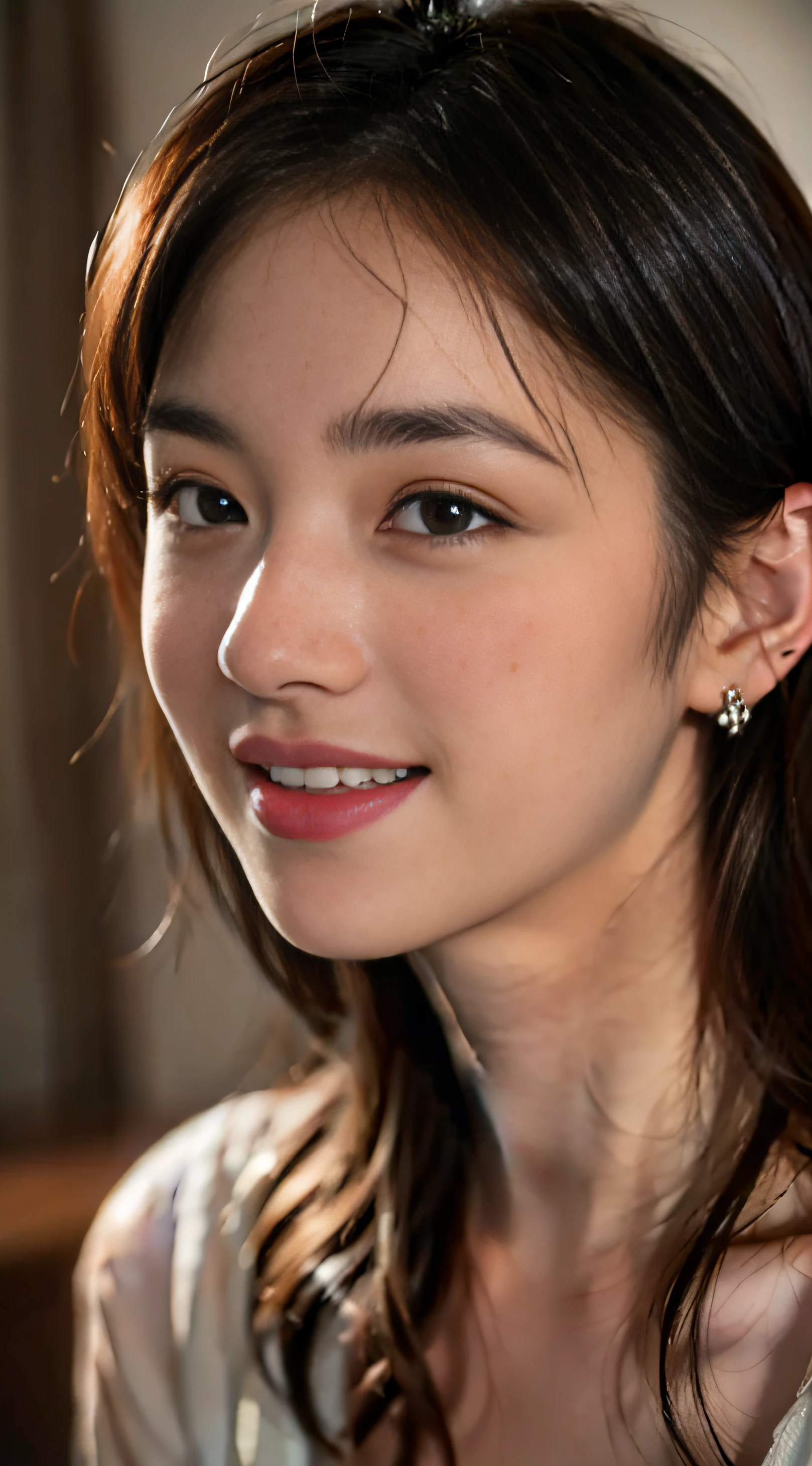 Steady diffusion 2.1 ((Close-up: 1.5)), (((IU))), (((Lovely feeling Loved it))) Masterpiece, absurderes, Extremely detailed, finedetail, (Extremely detailed eyes:1.125) and face, Nikon D850 Film Stock Photo Kodaport 400 Camera F1.6 Rich colors for lenses Ultra-realistic realistic textures Trends on Unreal Engine ArtStation Cinestill 800 tungsten lamps, Beautiful woman, seductive grin smile,
