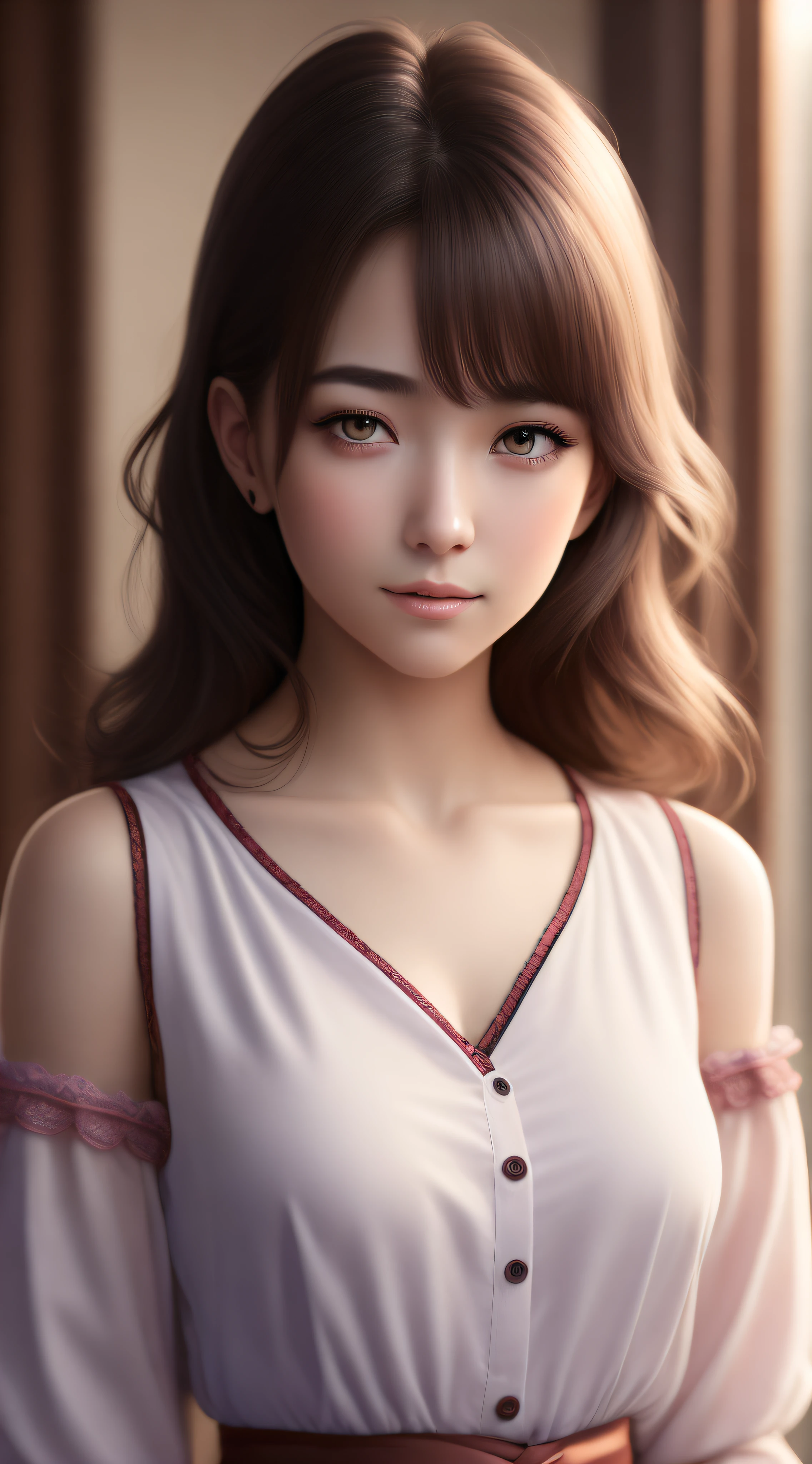 Best quality,masterpiece,ultra high res,(photorealistic:1.4),anime girl,shoulder,charming,Looking at the camera