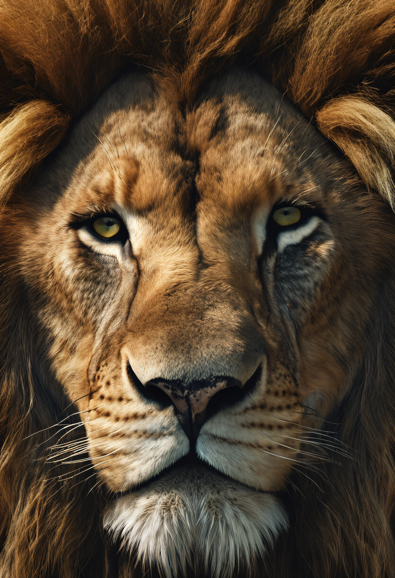 High nation-geographic symmetrical close-up portrait shoot in green jungle of an expressive lion, anamorphic lens, ultra-realistic, hyper-detailed, green-core, jungle-core –ar 16:9 –q 2 –v 5