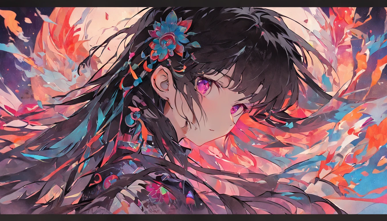 (White background:1.4),(Silhouette of a girl's head, colorfull long hair, Long black hair, Black eyes,Oriental elements),(Play with the phone in your hand)(Chinese illustration:1.3,paper art:1.3, Quilted paper art:1.2),( reasonable design, Clear lines, High sharpness,Best quality, Very detailed, Masterpiece, movie light effect, 4K )