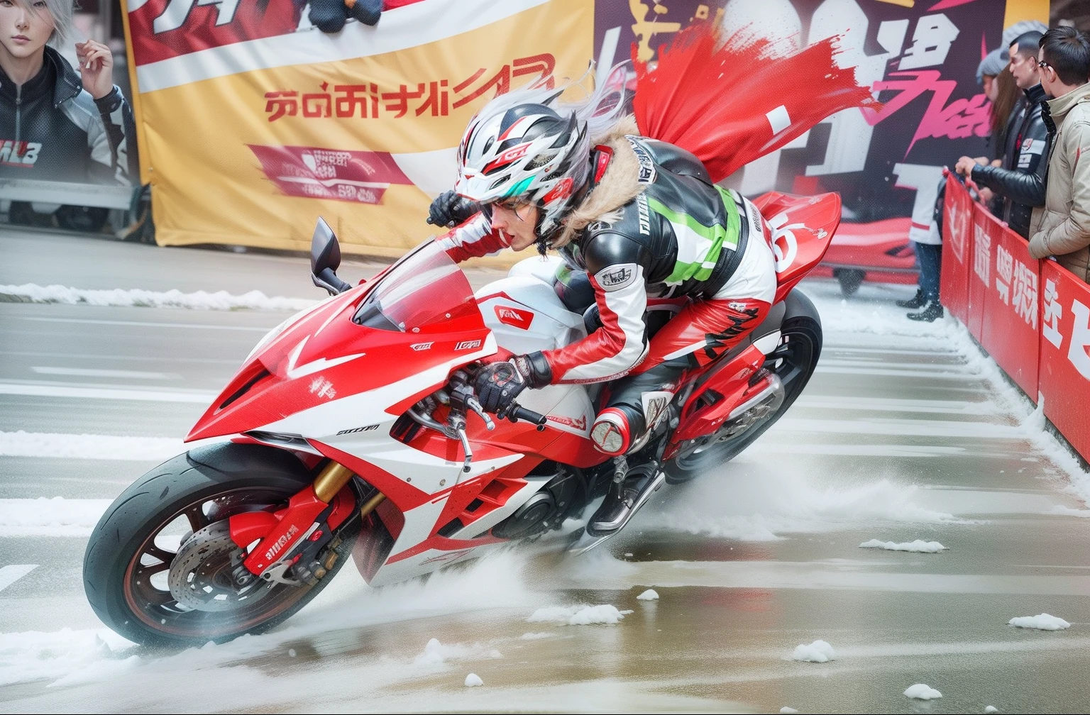 motor bikes、silber hair、