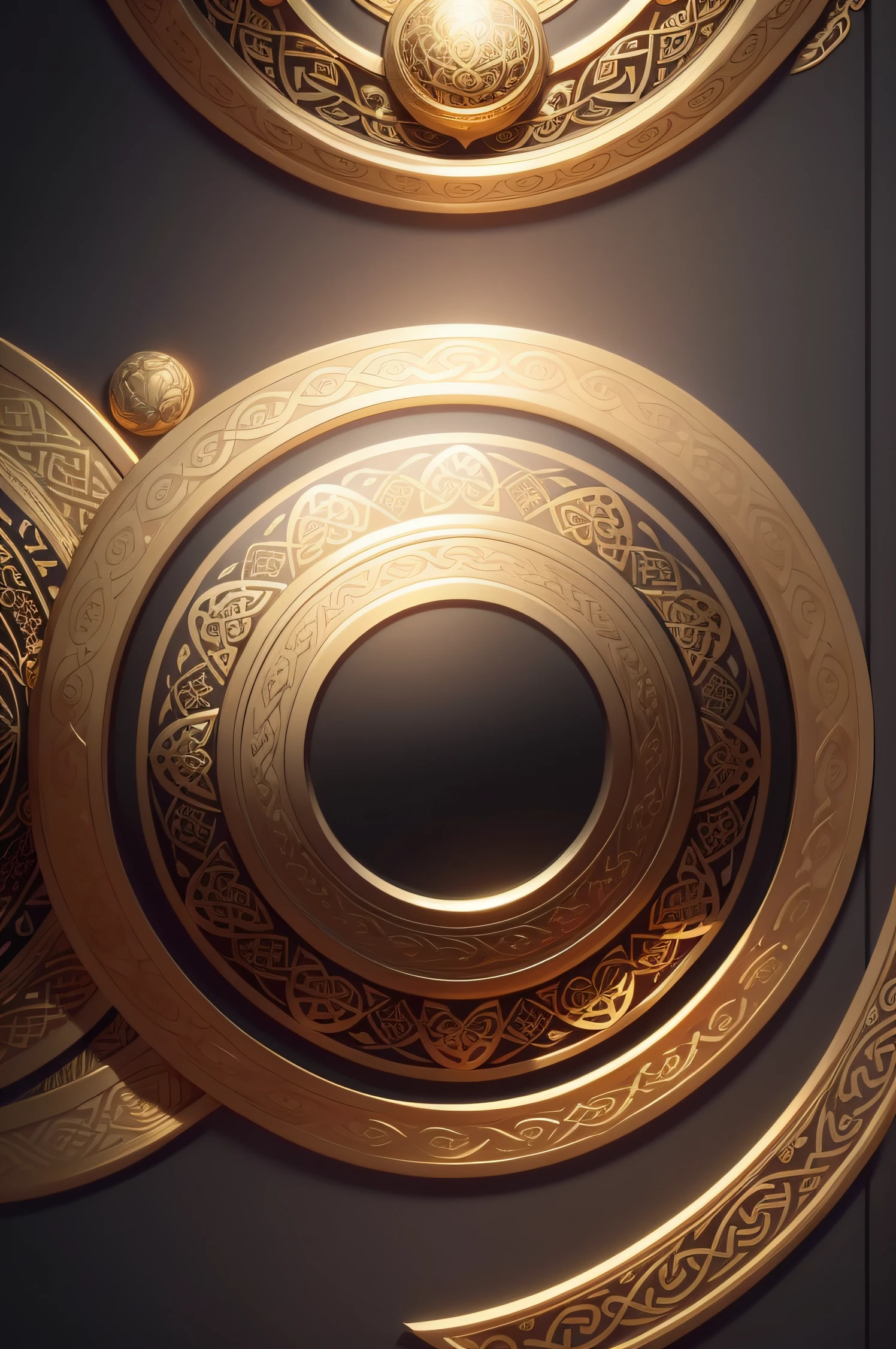 book cover there are two circular designs on a black background, phone wallpaper. intricate, gold inlay, ornate gold, ornate galactic gold, glossy intricate design, celtic golden symbols, intricate gold elements, gold ornaments, golden spirals, ornate gilded cosmic machine, intricate patterns 4k, golden inlays, golden intricate details, 8k high quality detailed art, ornate art