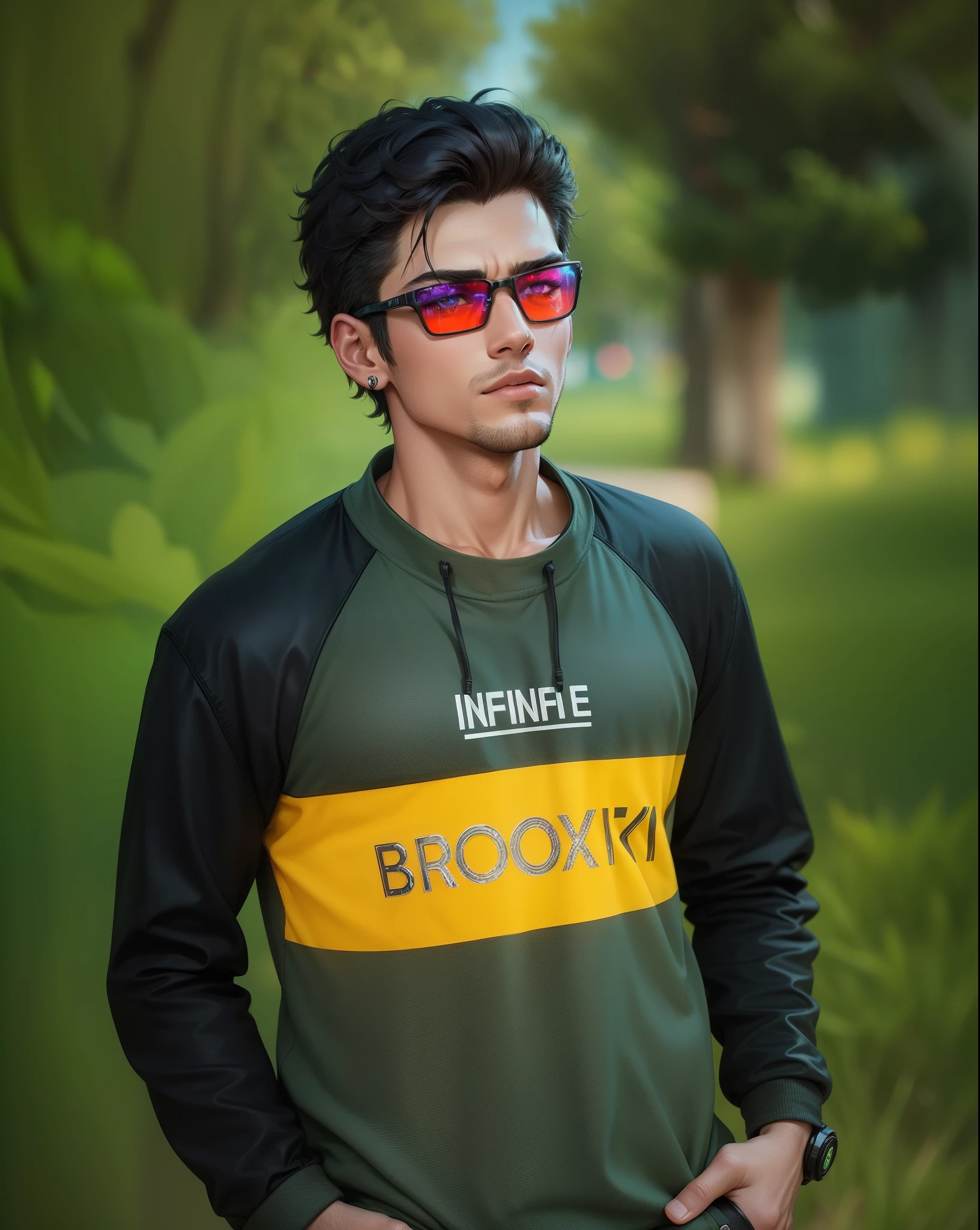 Change background, ((Ultra quality,8k, Masterpiece 1.3)) handsome boy, cyberpunk,