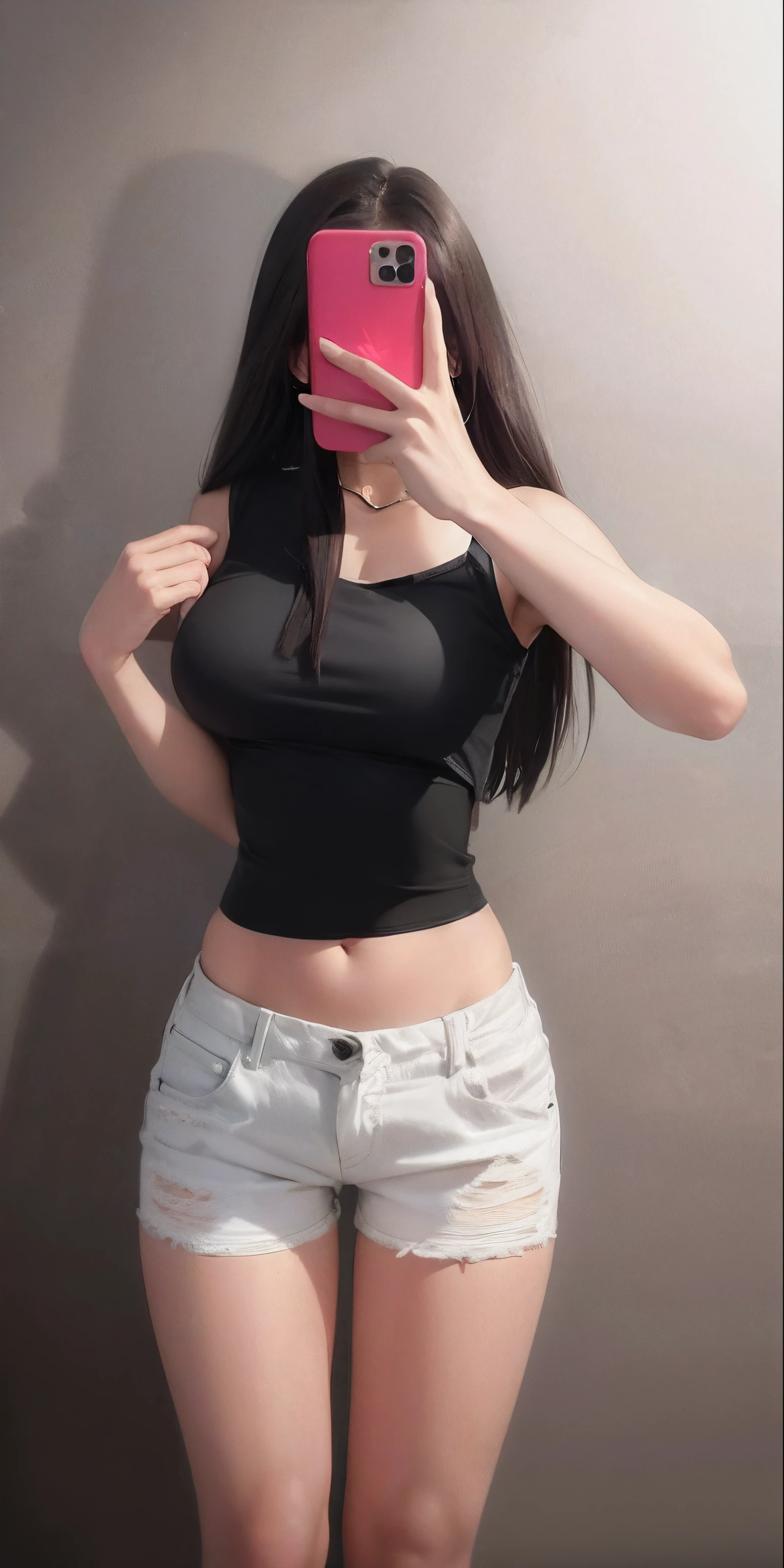 (highly detailed body, highly detailed face, best quality:1.2) ,A Woman, look at viewer, see through, ( black crop top),