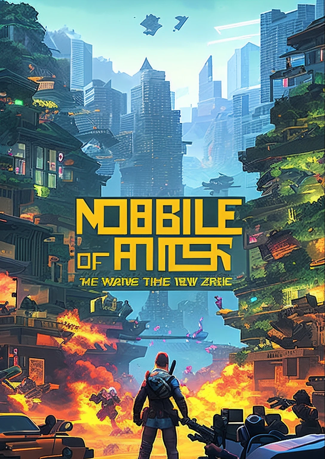 close-up of a poster with a bunch of different images, Game poster, Promotional poster of the game, The Art of Mobile Games, game concept, game cover art, The cover of the new video game, Mobile Game Style, Game screen, Futuristic NFT card game, Video game cover, game illustration, Front Game Card, video game, Game art, game cover art