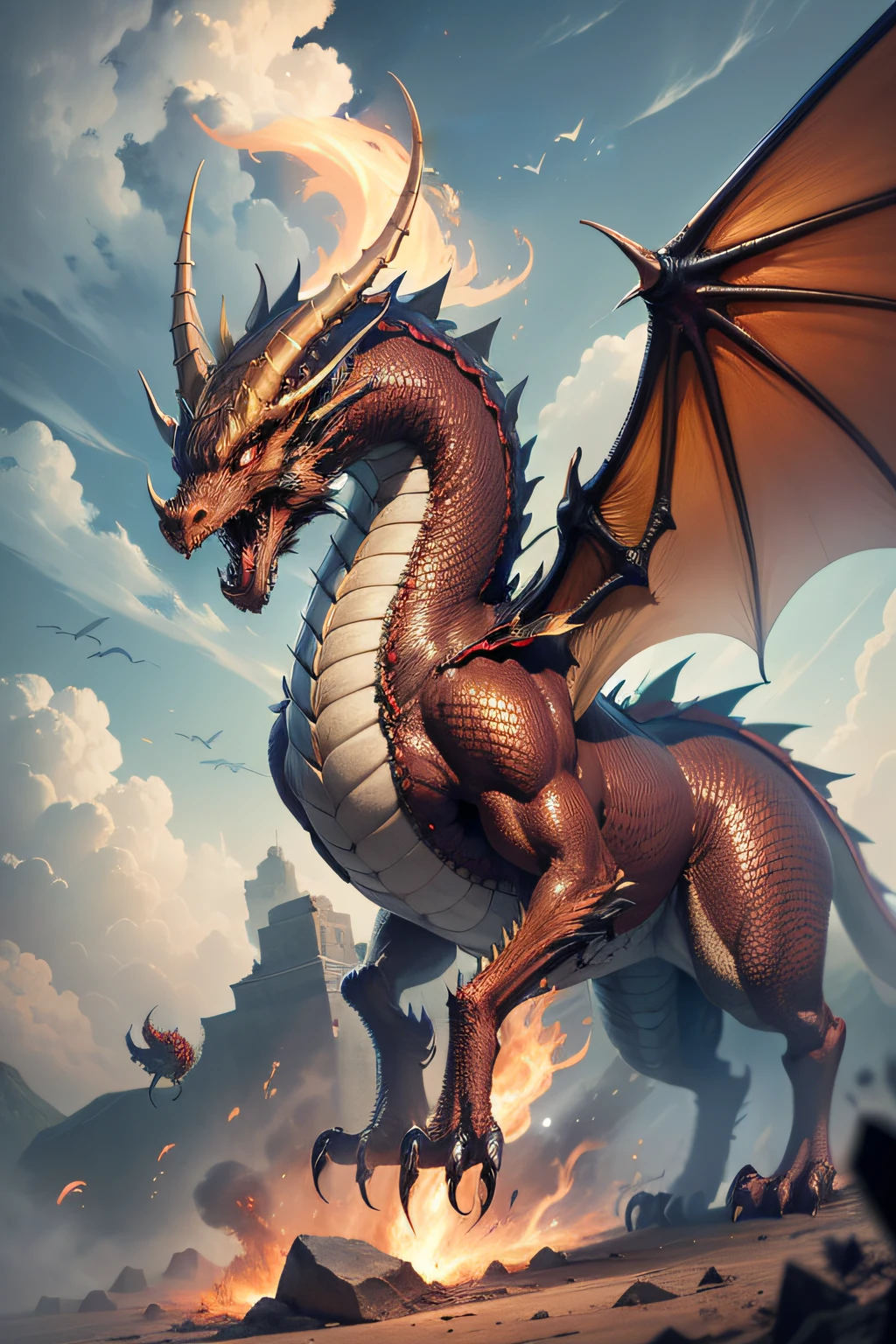 A large dragon with many spikes and sparkling scales all over its body flew up to the highest tower of the castle.. Soon, Behind the Walls, noise was heard from the flapping of its huge wings and gusts of heat. "That evil dragon again", - thought the princess and pulled the hem of her dress.. "Only his fucking was no longer there. sucks", - she said gritting her teeth and resolutely went out onto the small balcony of her tower.