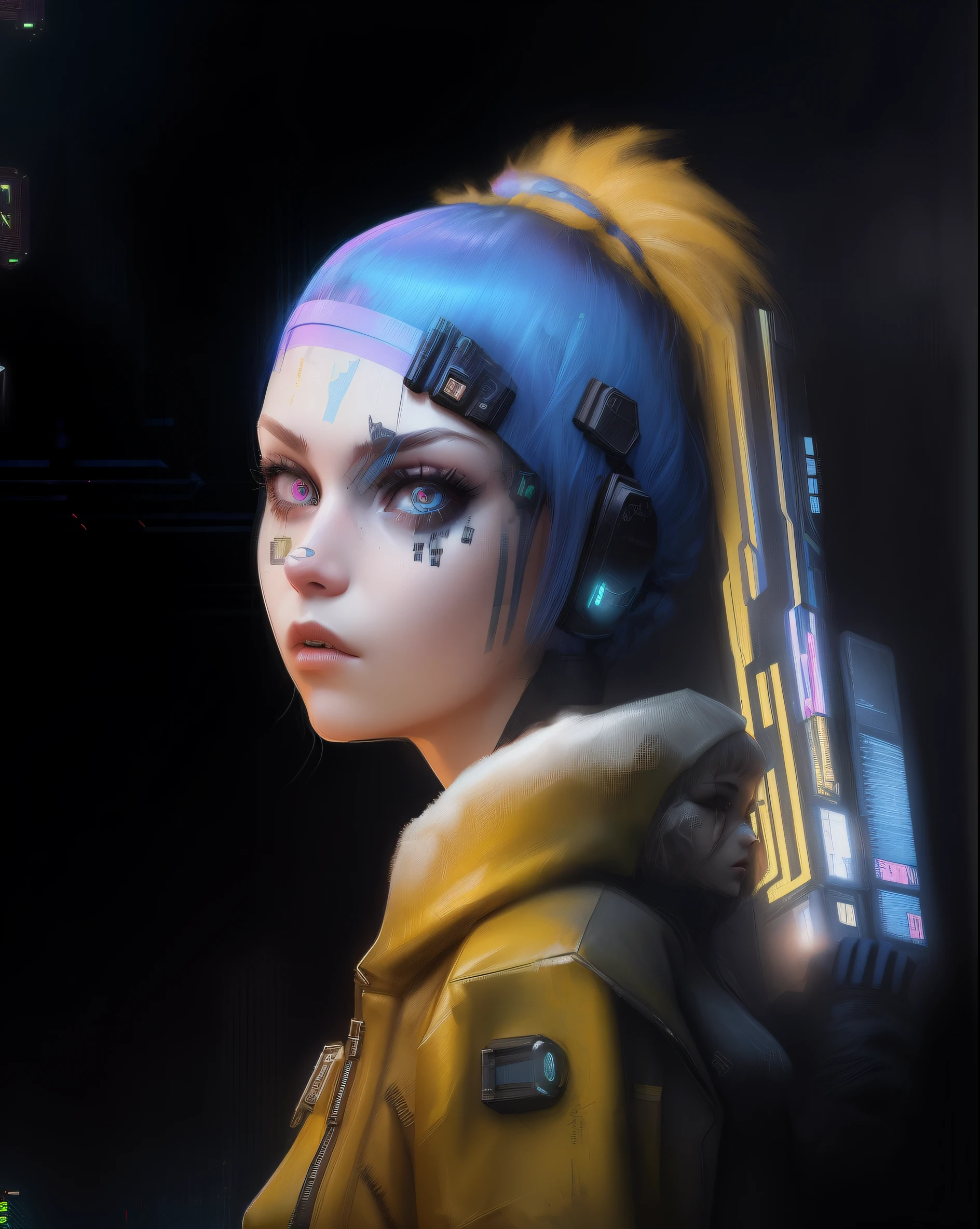 Girl wearing cyberpunk clothes and gear