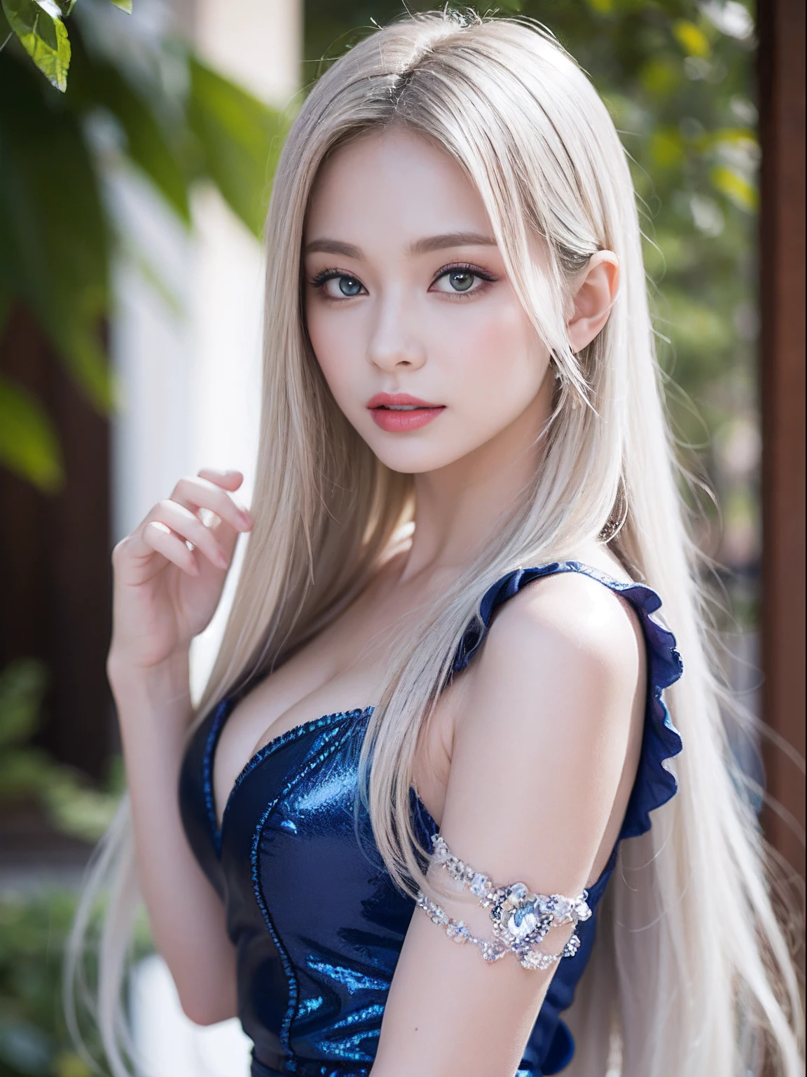 portlate、Alice in Wonderland、Blue sky、Bright and very beautiful face、Young shiny shiny white shiny skin、Best Looks、Platinum blonde hair with dazzling highlights、finer hair、beautiful long back hair that is very straight,,,,,,,,、Super long silky straight hair、Beautiful bangs that shine、Glowing crystal clear big blue eyes、very beautiful nice beautiful girl、White Apron、Blue Dress