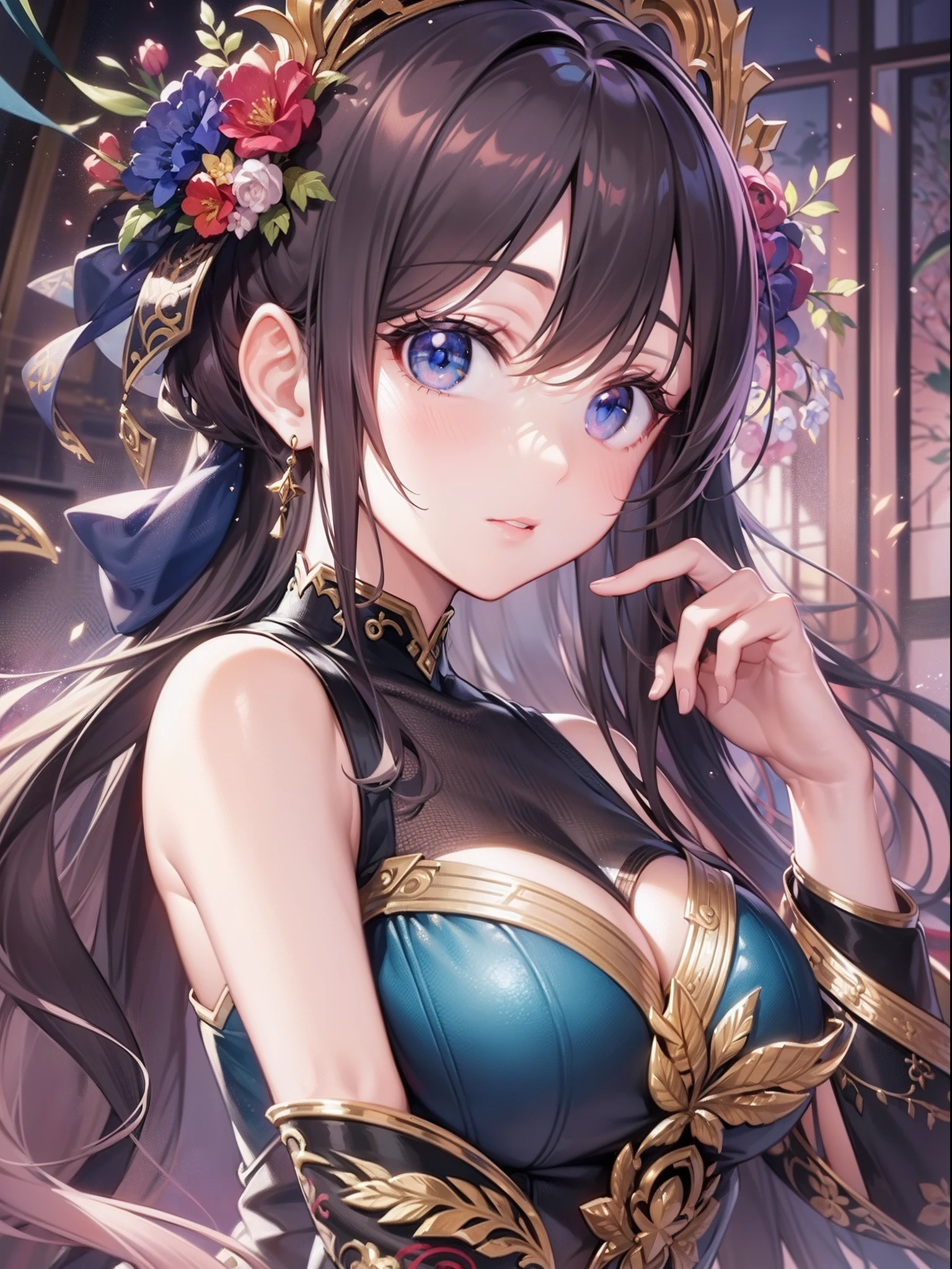 ((Finest quality)),(超A high resolution),(ultra-detailliert),((Best Anime)),sharpnes,Vivid:1.1,Art with astounding depictions, (1femele,),(Dense and detailed fancy clothing)