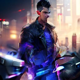 Change background cyberpunk handsome boy realistic face