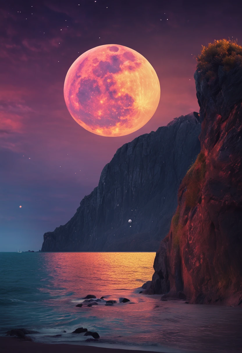 The sea rises and the moon rises, and an ancient man drinks wine to the moon
