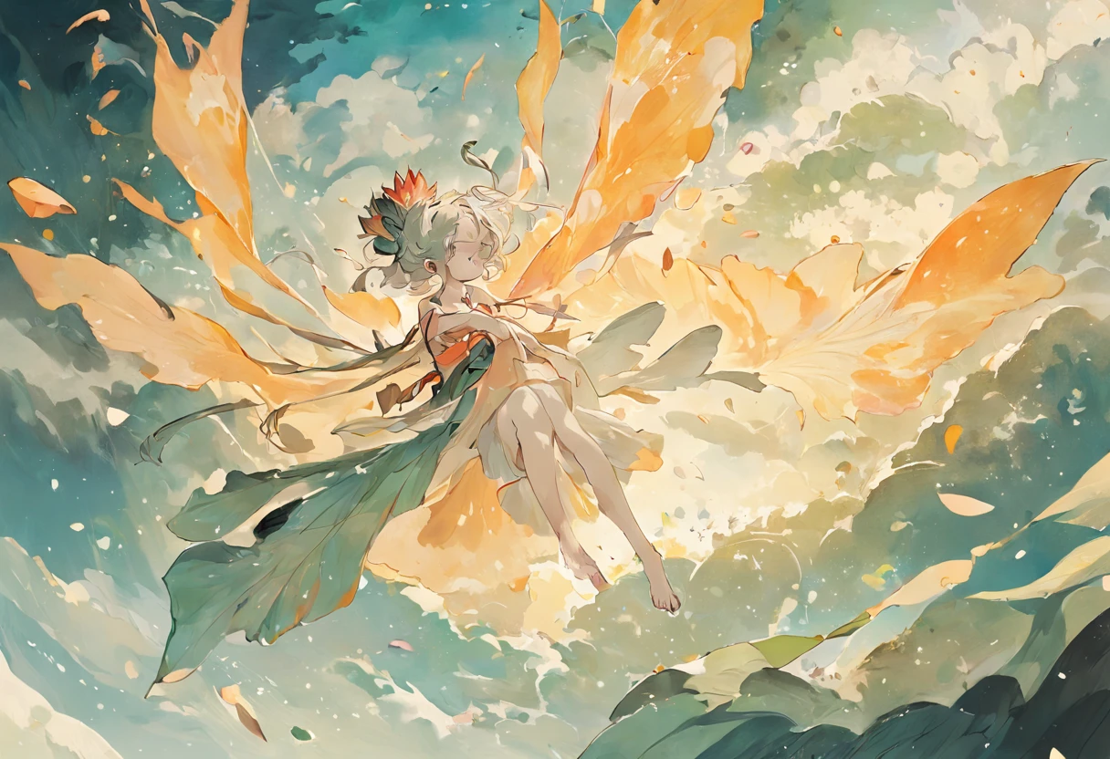There is no pperson。。。, large lotus leaf, lotuses, Ink painting style, Clean colors, Ink style, polluted, decisive cutting, White space, impressionistic, Masterpiece, Super detailed, Epic composition, High quality, Highest quality, Lotus fairy, Ancient style, Dunhuang Flying Sky,fortune,money