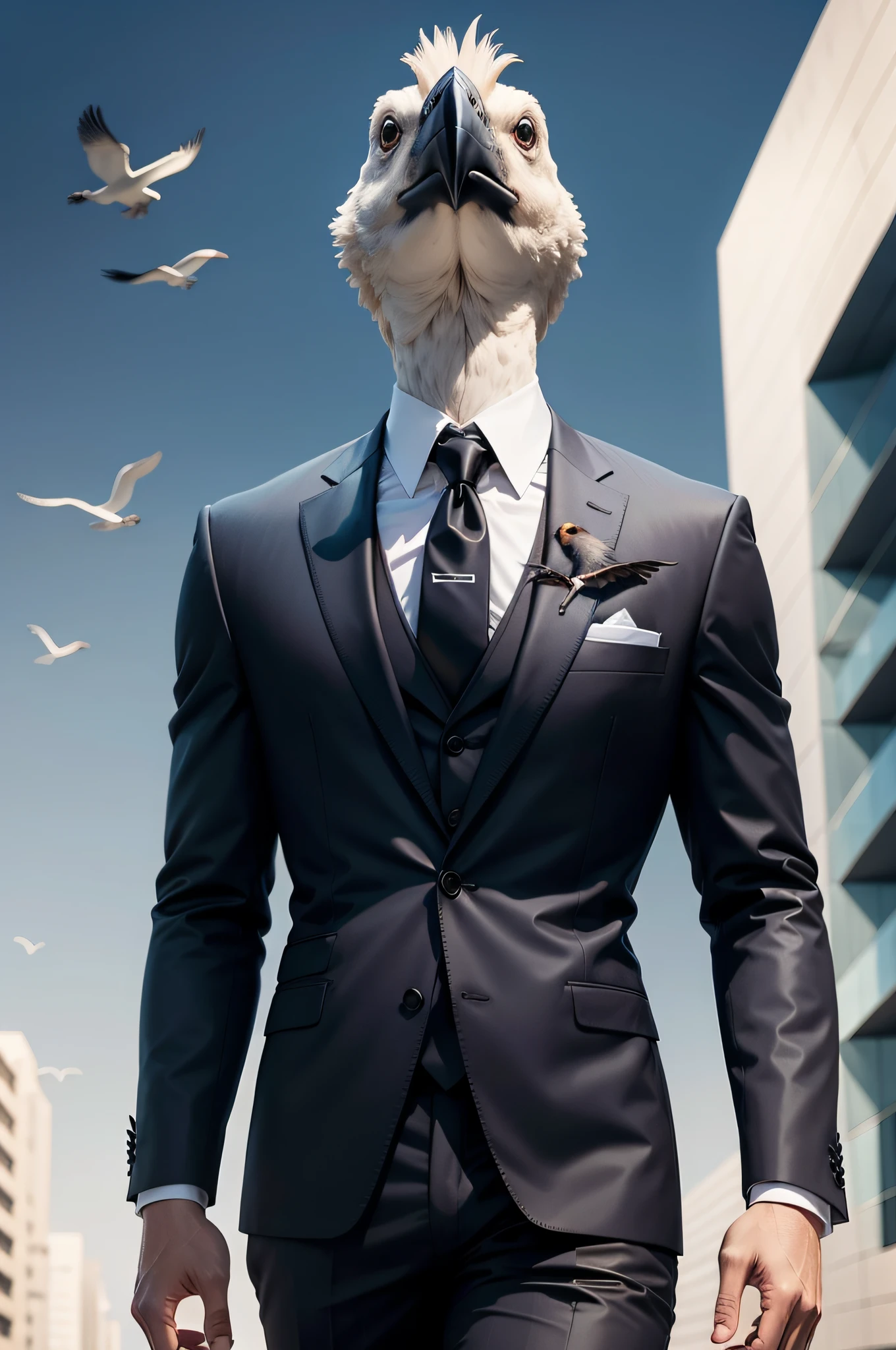 Bird animal wearing armani suit