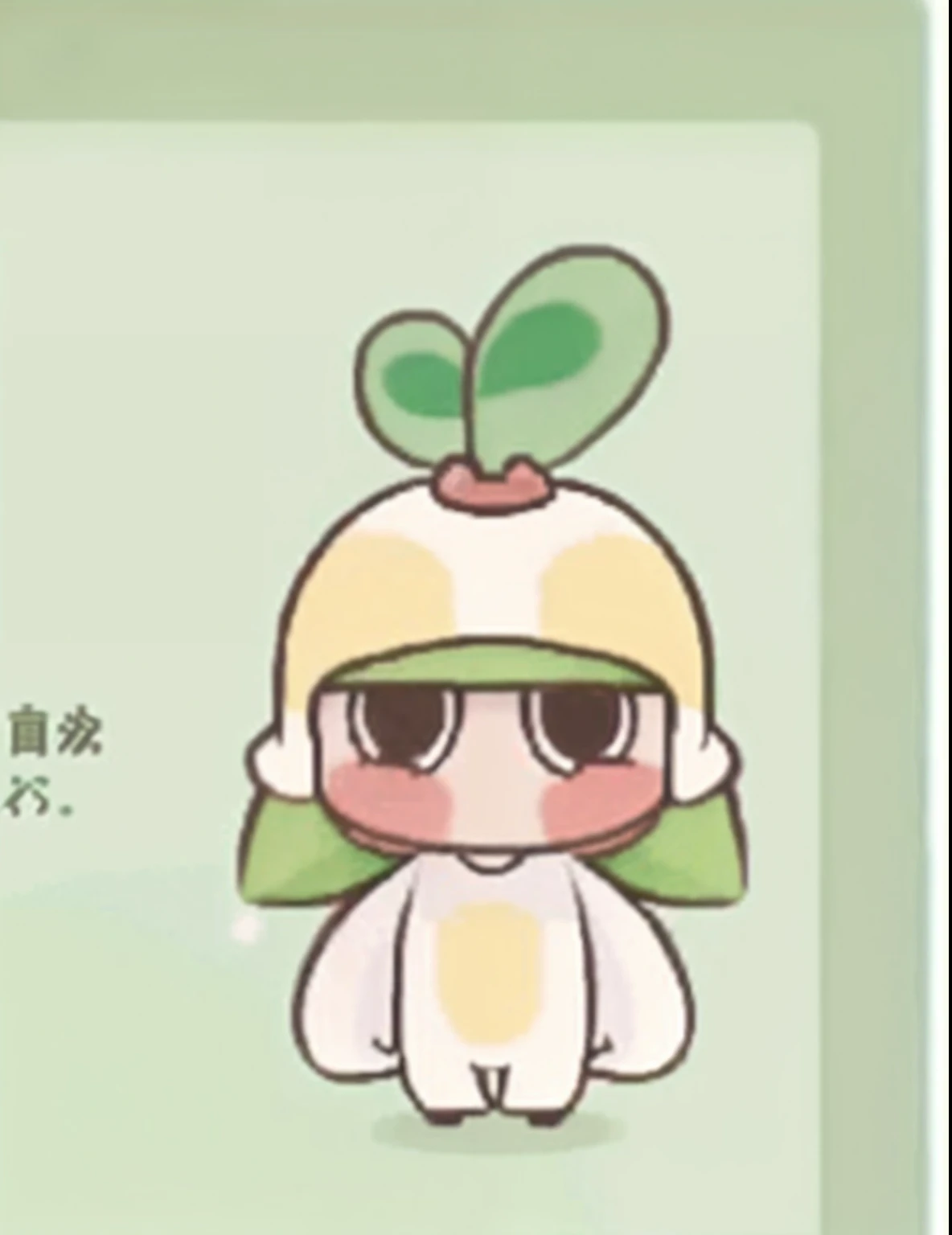 A cartoon character of a woman wearing a green hat and a green scarf, character art of maple story, spoon pear slim loli figure, maplestory mouse, melting into lilligant, style of maple story, negao, cute character, banchou, animal crossing character, original chibi bunny girl, Danbru, exploitable image, Chuan Ai