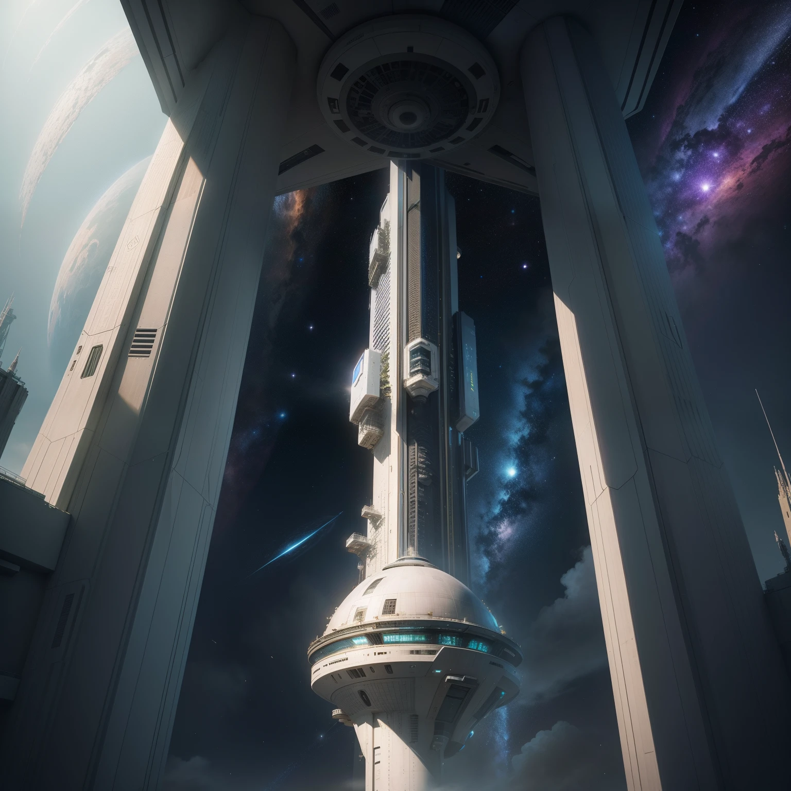space elevator cyberpunked epcot SFArt Top Quality masterpiece 超A high resolution dream Anno Domini2200Year's on