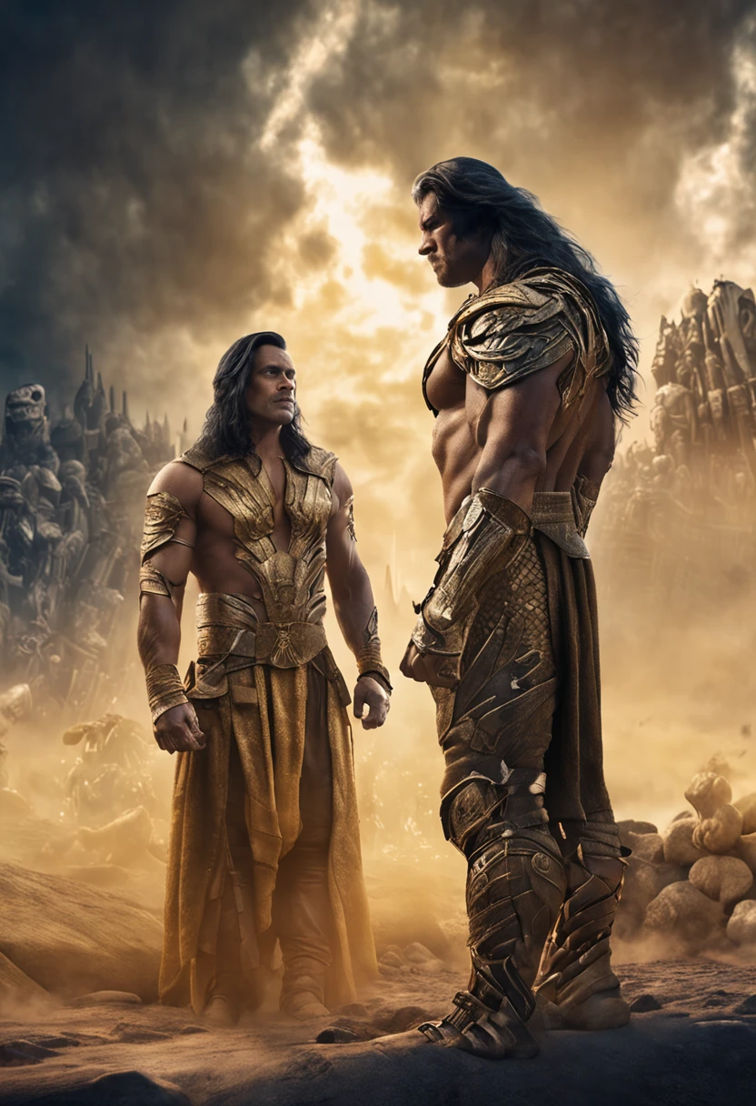 (white fortress scifi background) Handsome space pirates Conan The Barbarian and Hulk each with a perfect body dressed in gold sweaters and silver tattoos, Photo ultra realistic, colorful, intricate, ultra detailed artistic photography, colorful night aura, shadows, oil on canvas, brush strokes, smooth, ultra high definition, 32k, ultra sharp focus, intricate artwork masterpiece, ominous, matte painting movie poster, golden ratio, intricate, epic, highly detailed, vibrant, production cinematic character render, ultra high quality creation by Disney studios, photorealistic, seductively positioned,