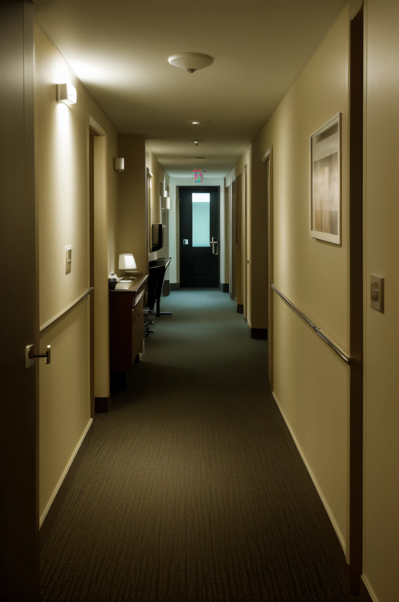 Liminal Space、Late night hotel passage、unmanned、