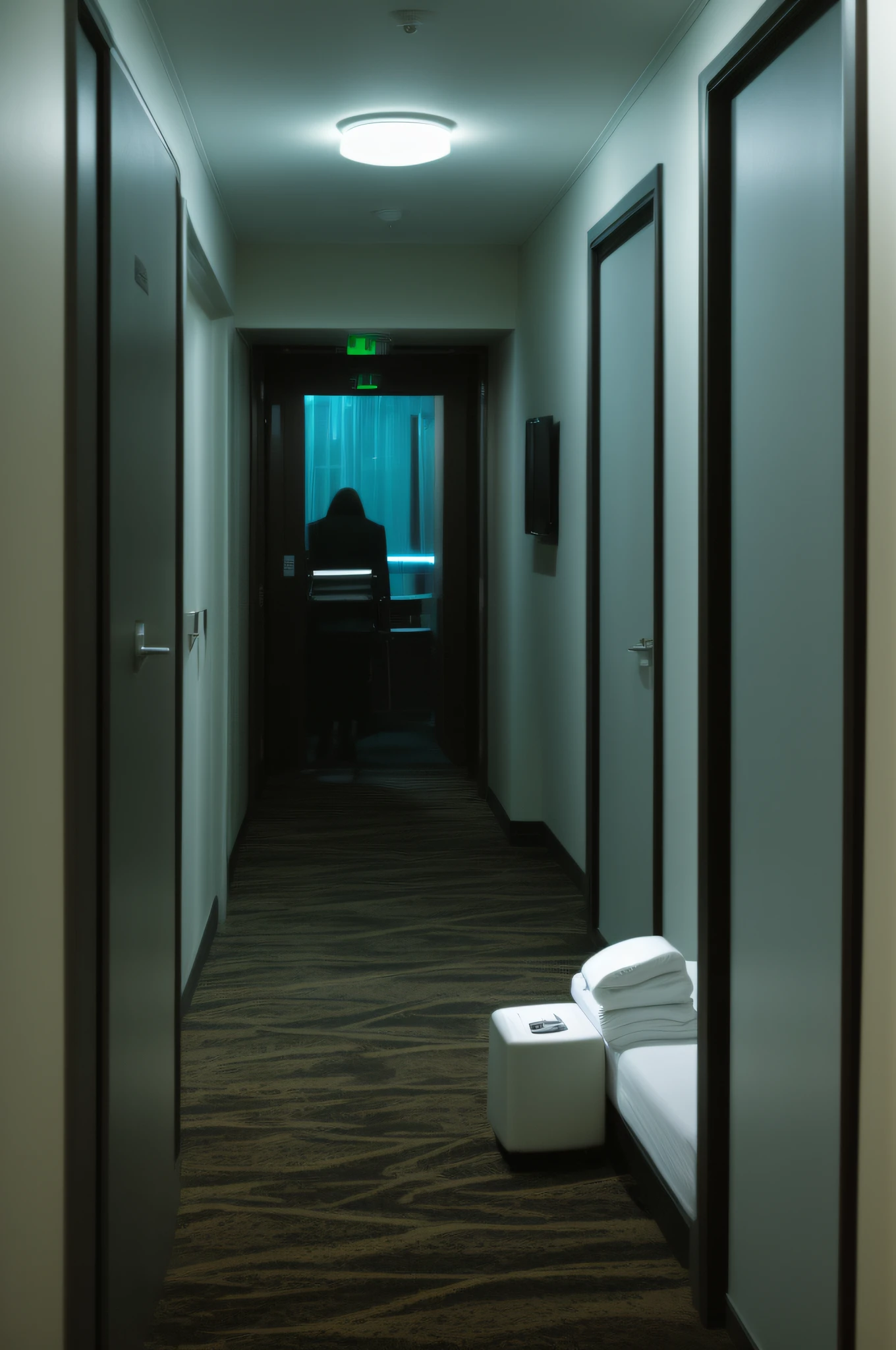 Liminal Space、Late night hotel passage、unmanned、